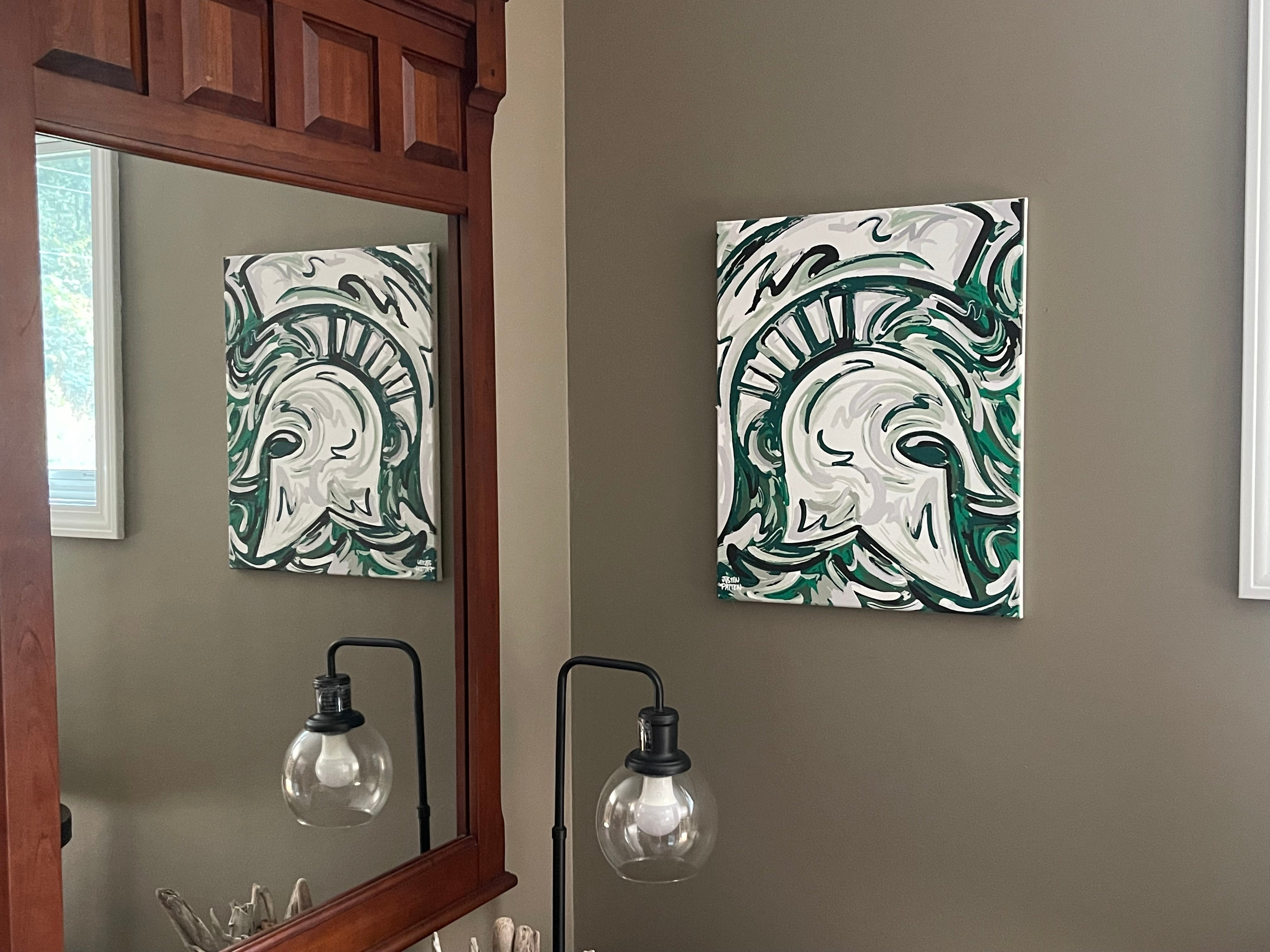Michigan State University 16" x 20" Spartan Helmet Wrapped Canvas Print by Justin Patten