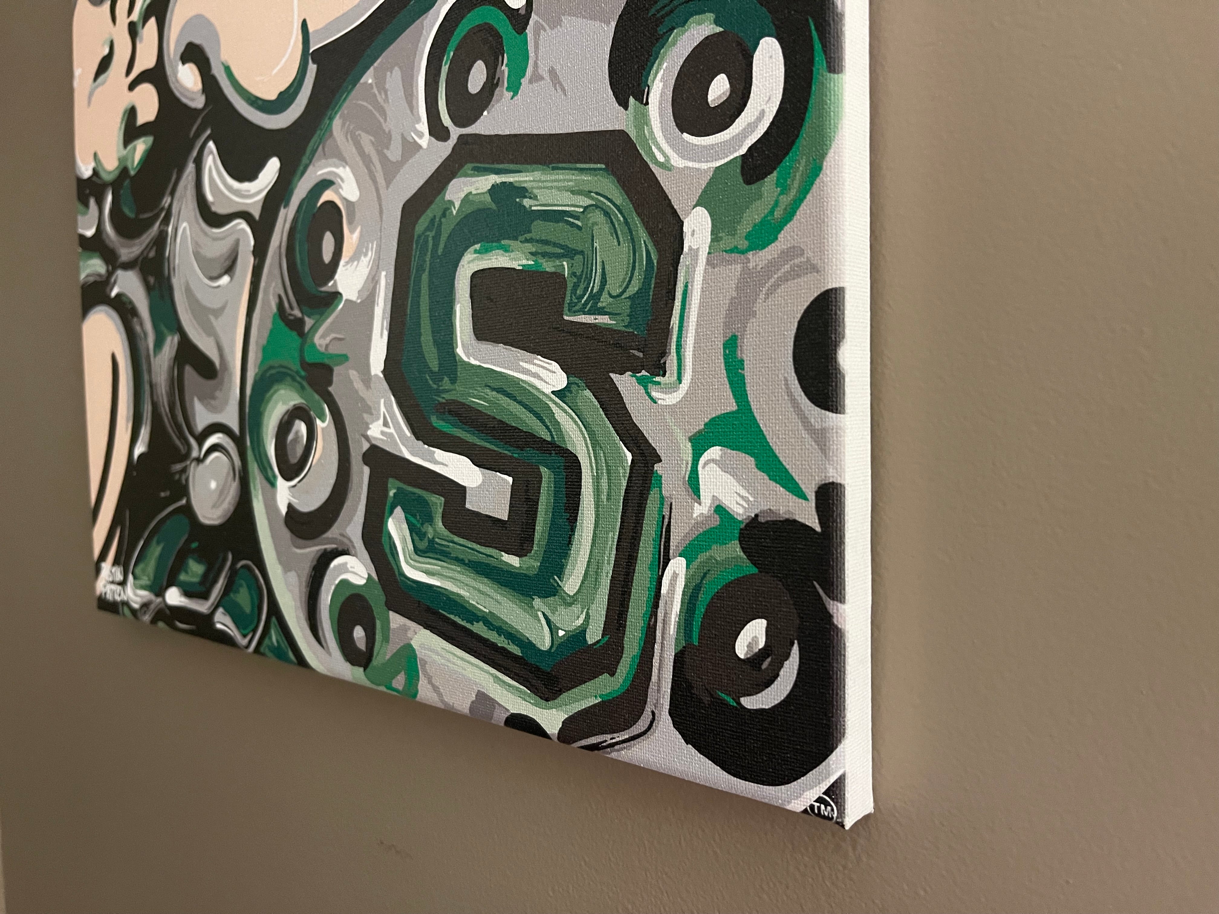 Michigan State University 16" x 20" Vintage Sparty Wrapped Canvas Print by Justin Patten