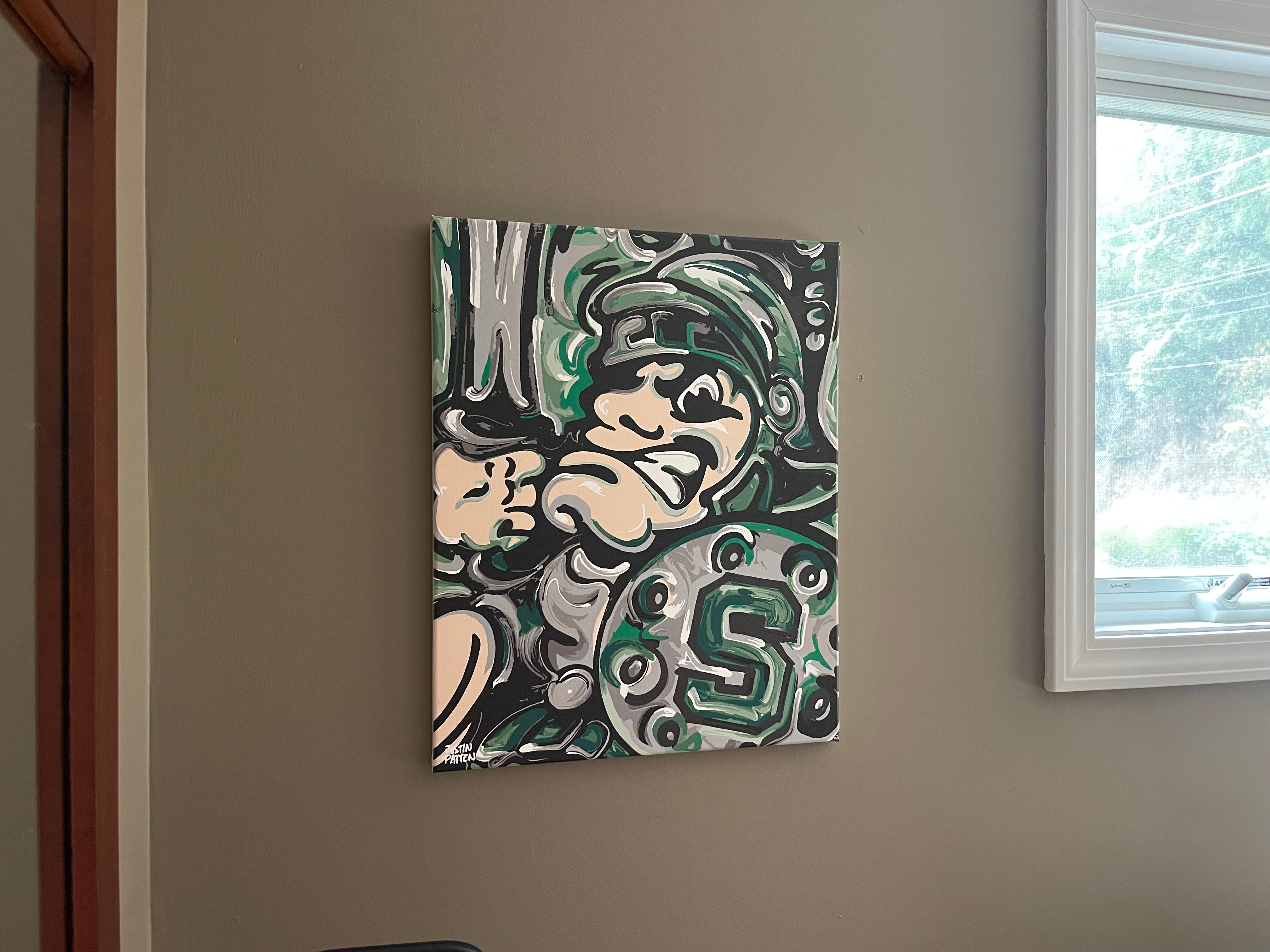 Michigan State University 16" x 20" Vintage Sparty Wrapped Canvas Print by Justin Patten