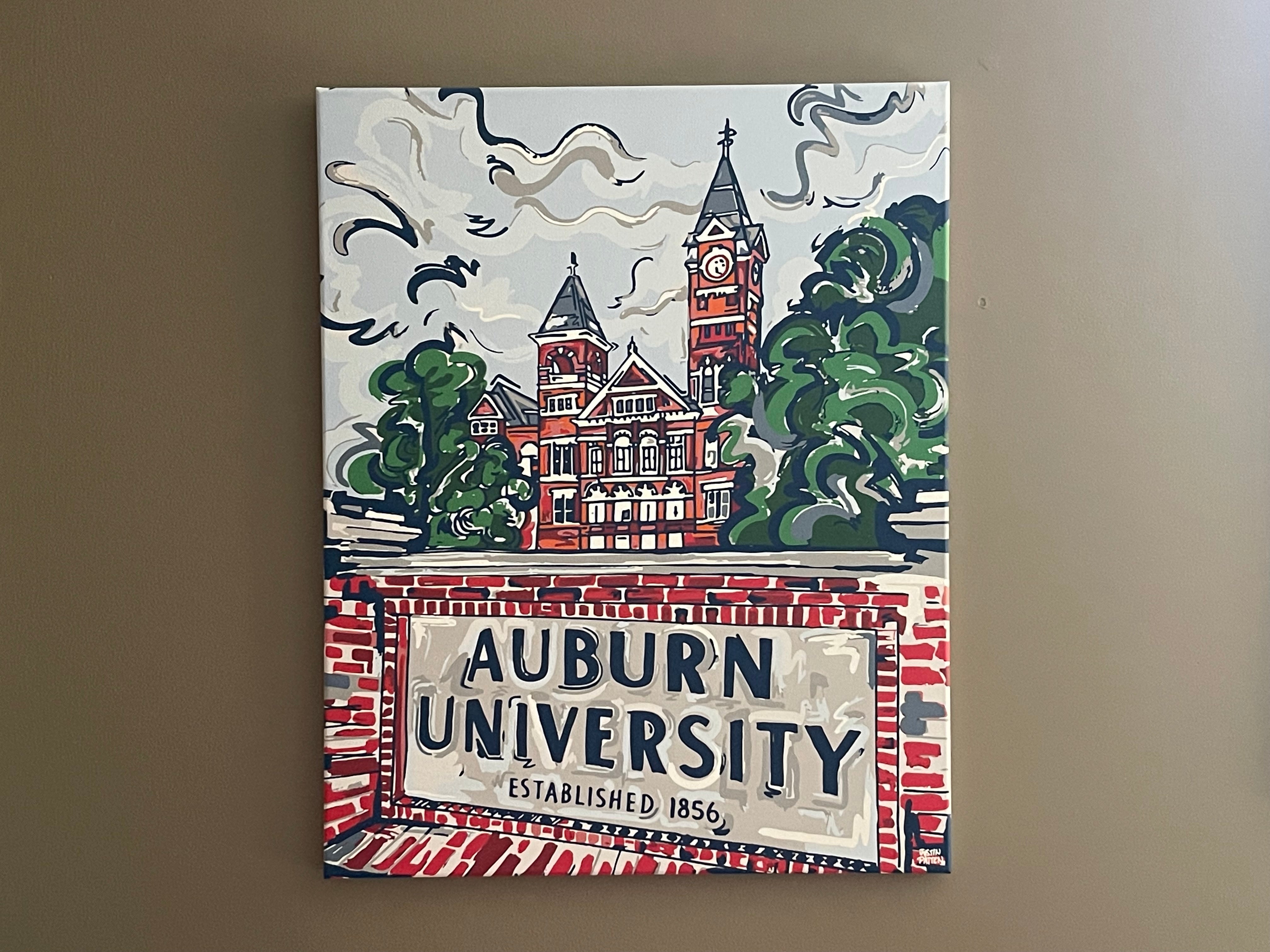Auburn University 16"x 20" Samford Hall Wrapped Canvas Print by Justin Patten
