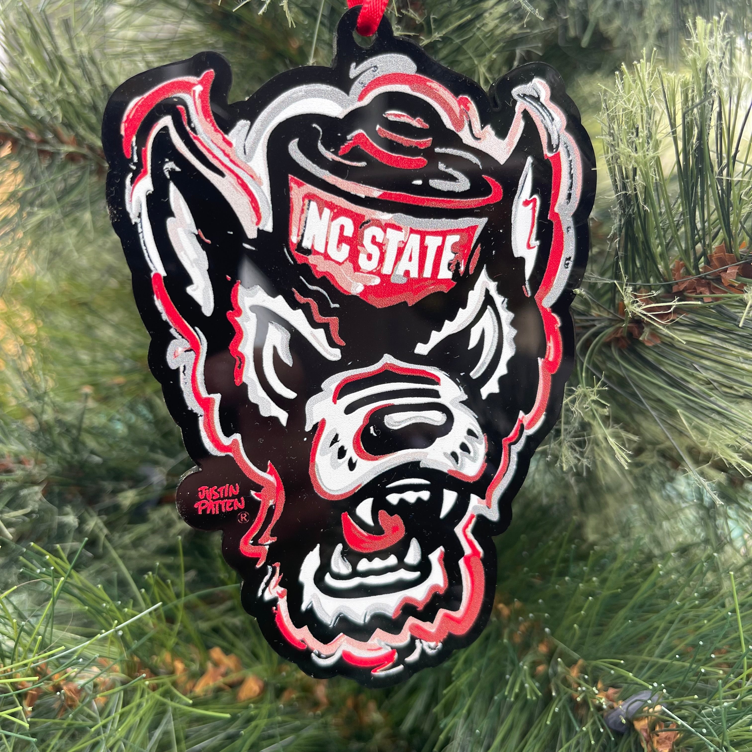 North Carolina State Mascot Ornament by Justin Patten (Black Ornament)