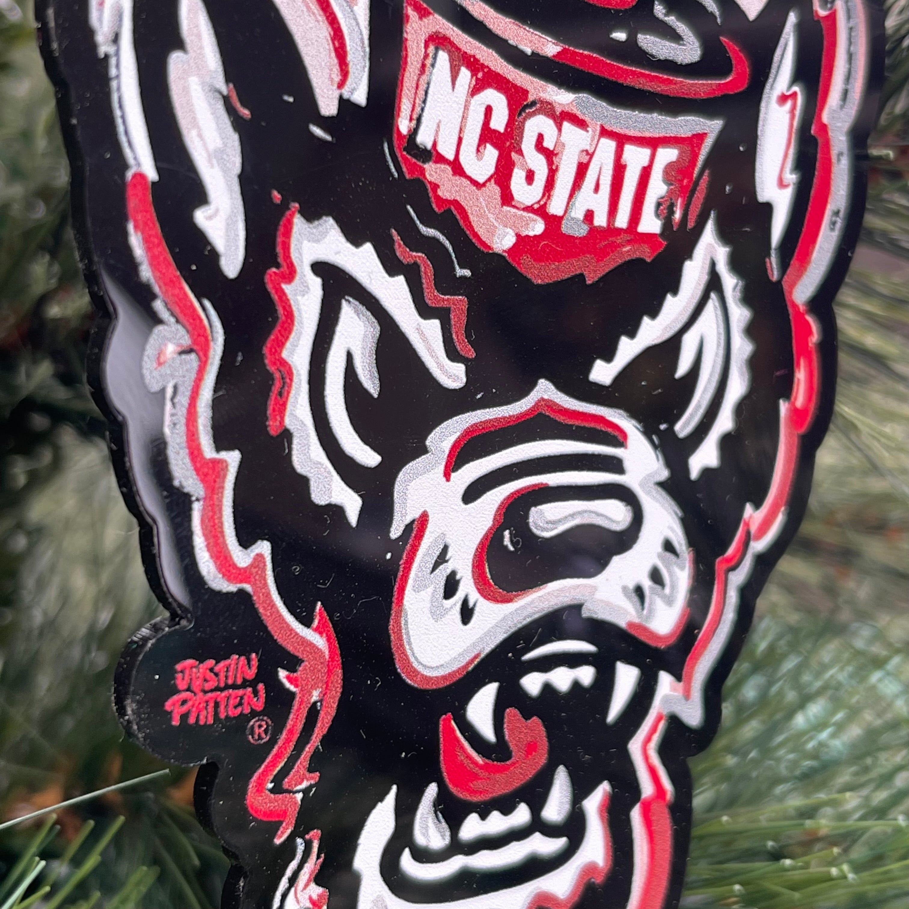North Carolina State Mascot Ornament by Justin Patten (Black Ornament)