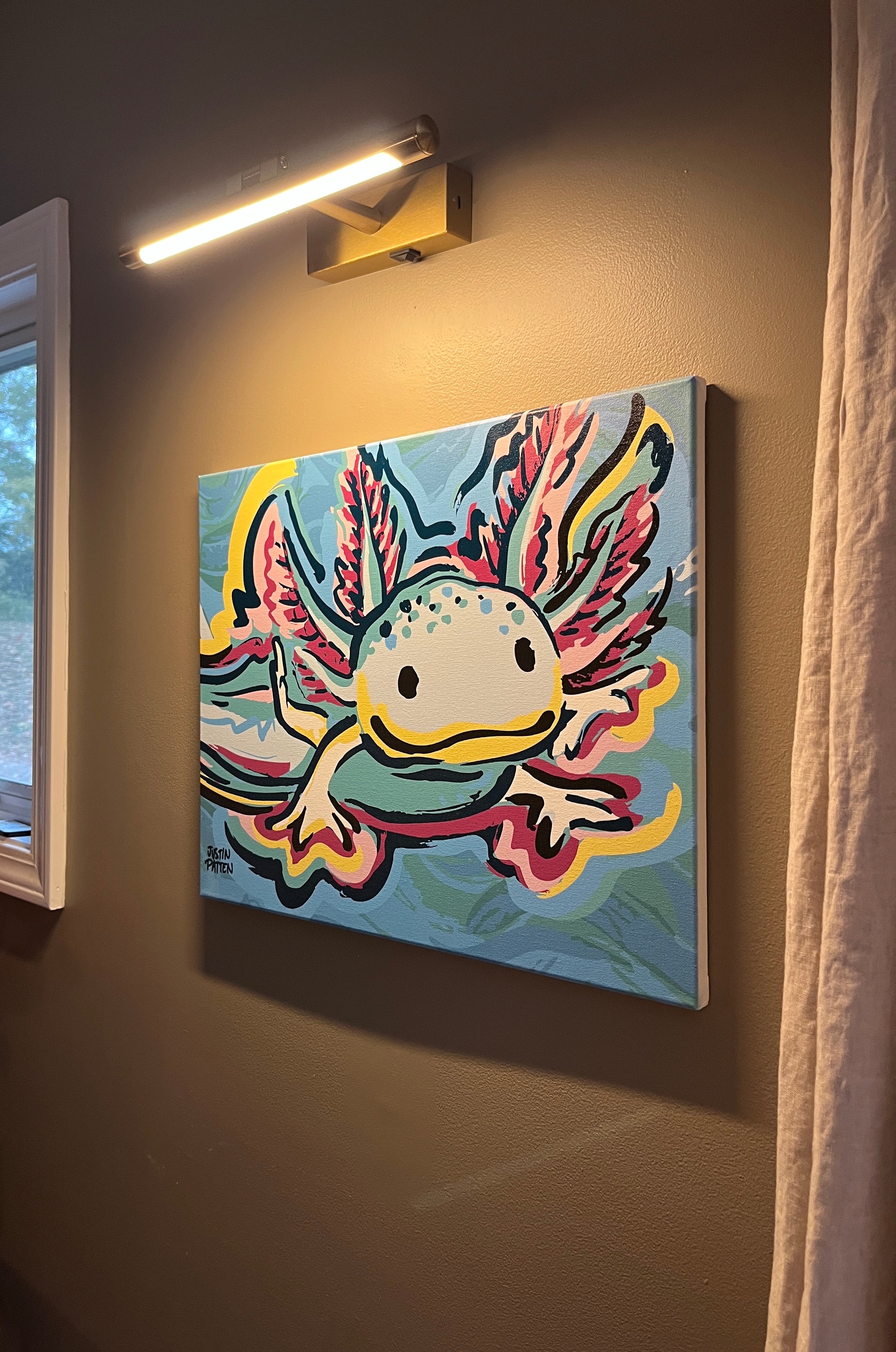 Axolotl 20"x16" Wrapped Canvas Print by Justin Patten