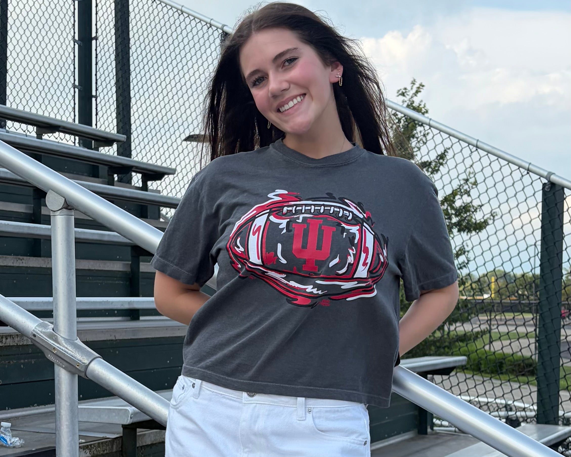 Ball State University Women's Boxy Tee by Justin Patten (Color: Red)(Ball State, Cardinals, Chirp Chirp, Muncie Indiana)