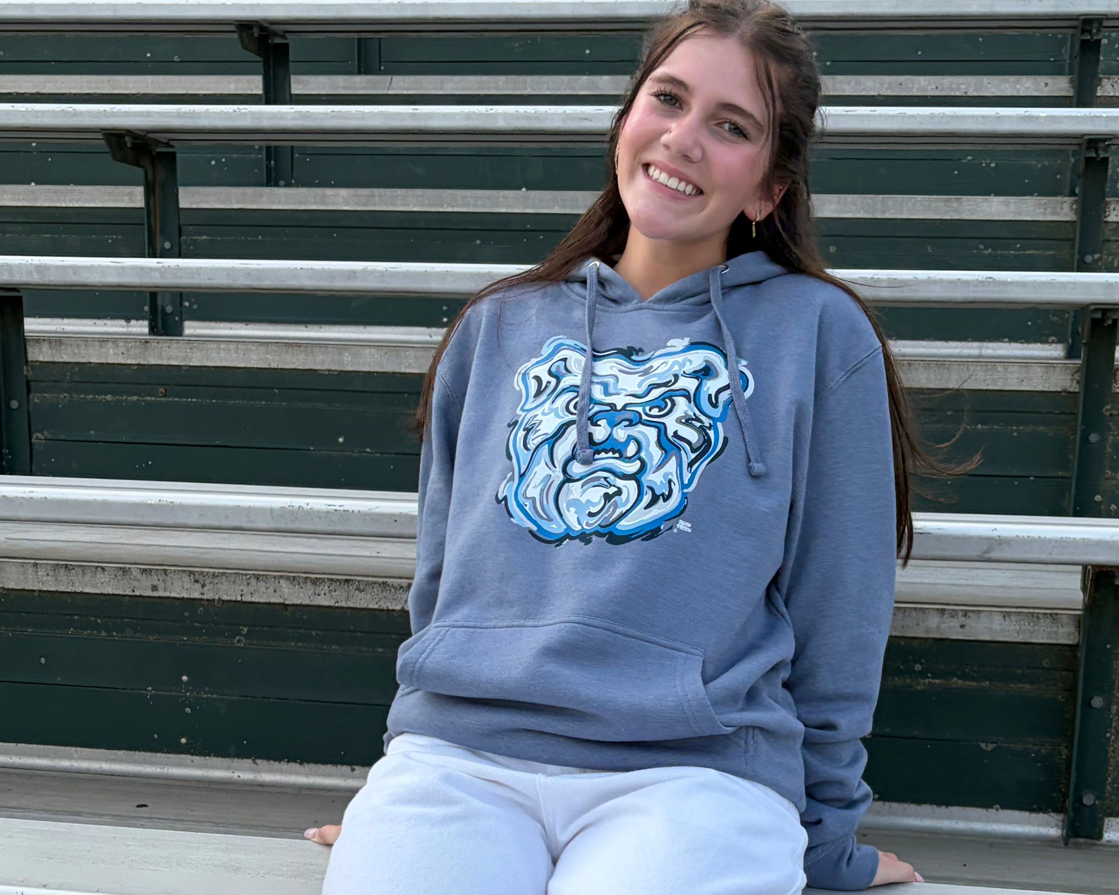 Butler University Bulldog Unisex Hoodie by Justin Patten (Color:Flint Blue)(Butler Bulldogs, Hinkle, Indy, Indiana)