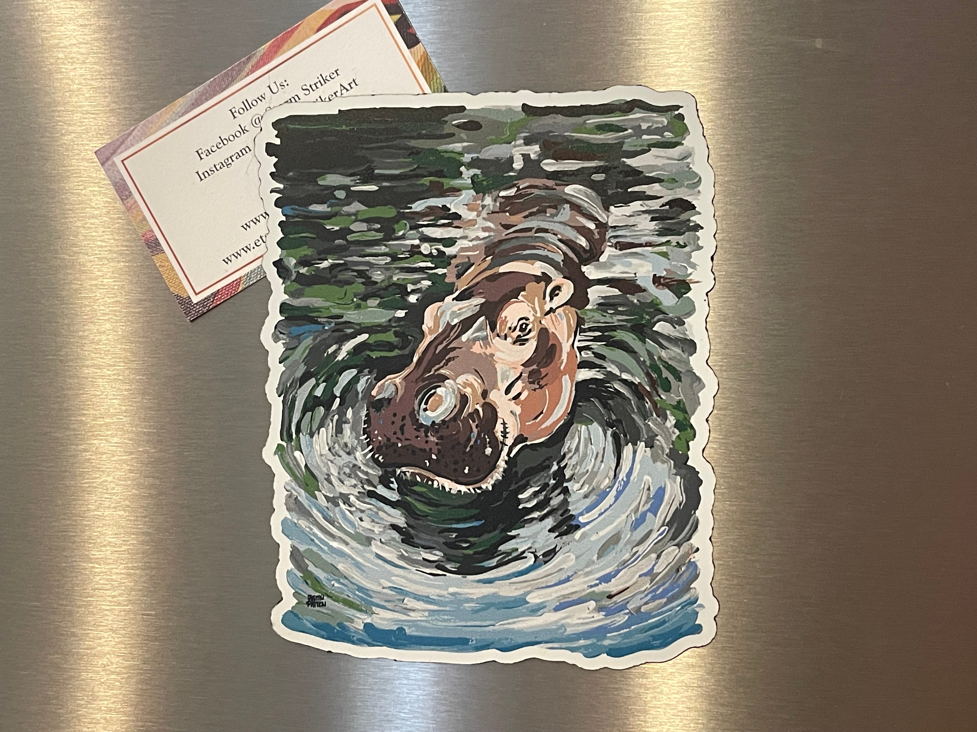 Animal Hippo Magnet by Justin Patten