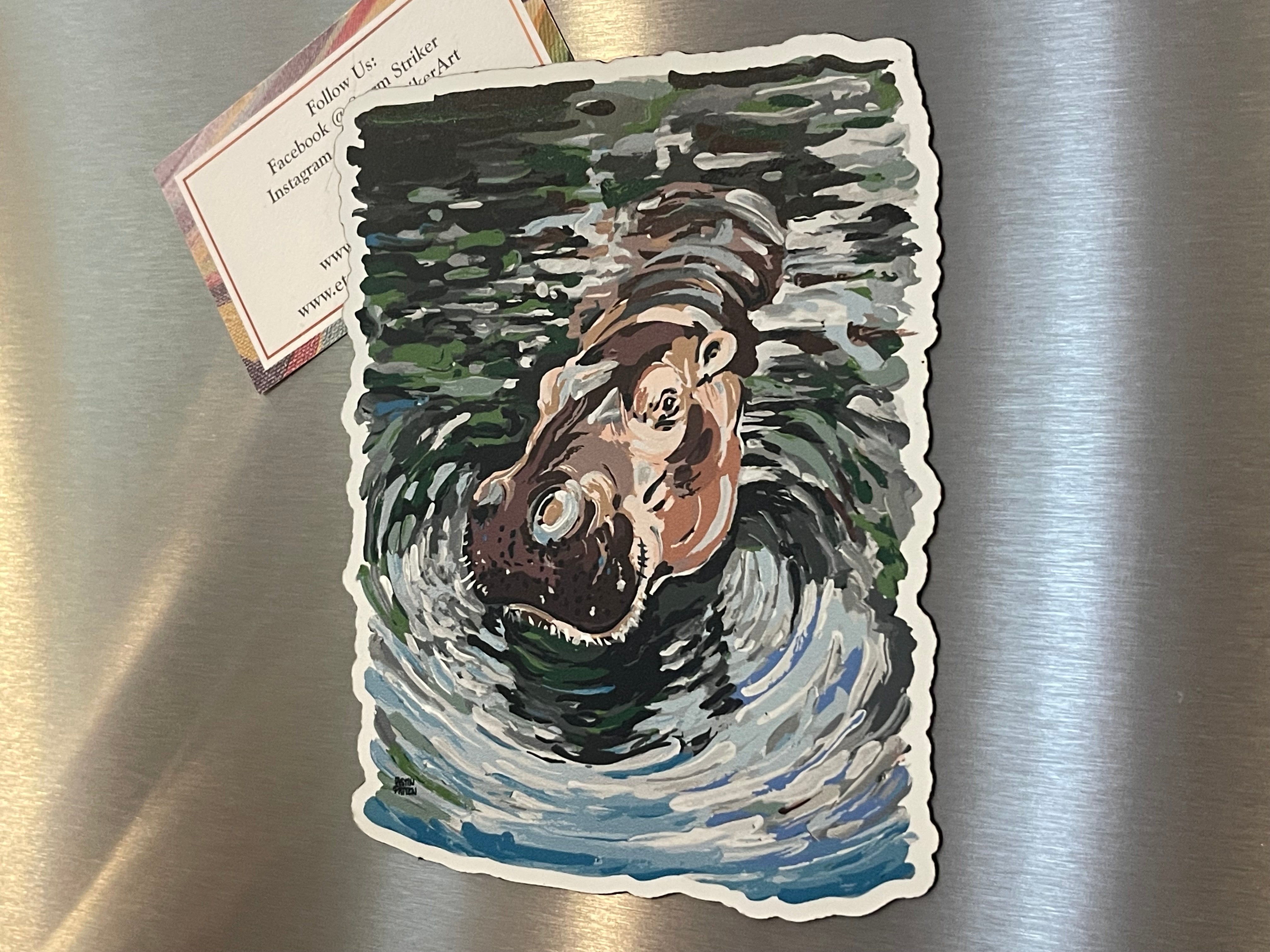 Animal Hippo Magnet by Justin Patten