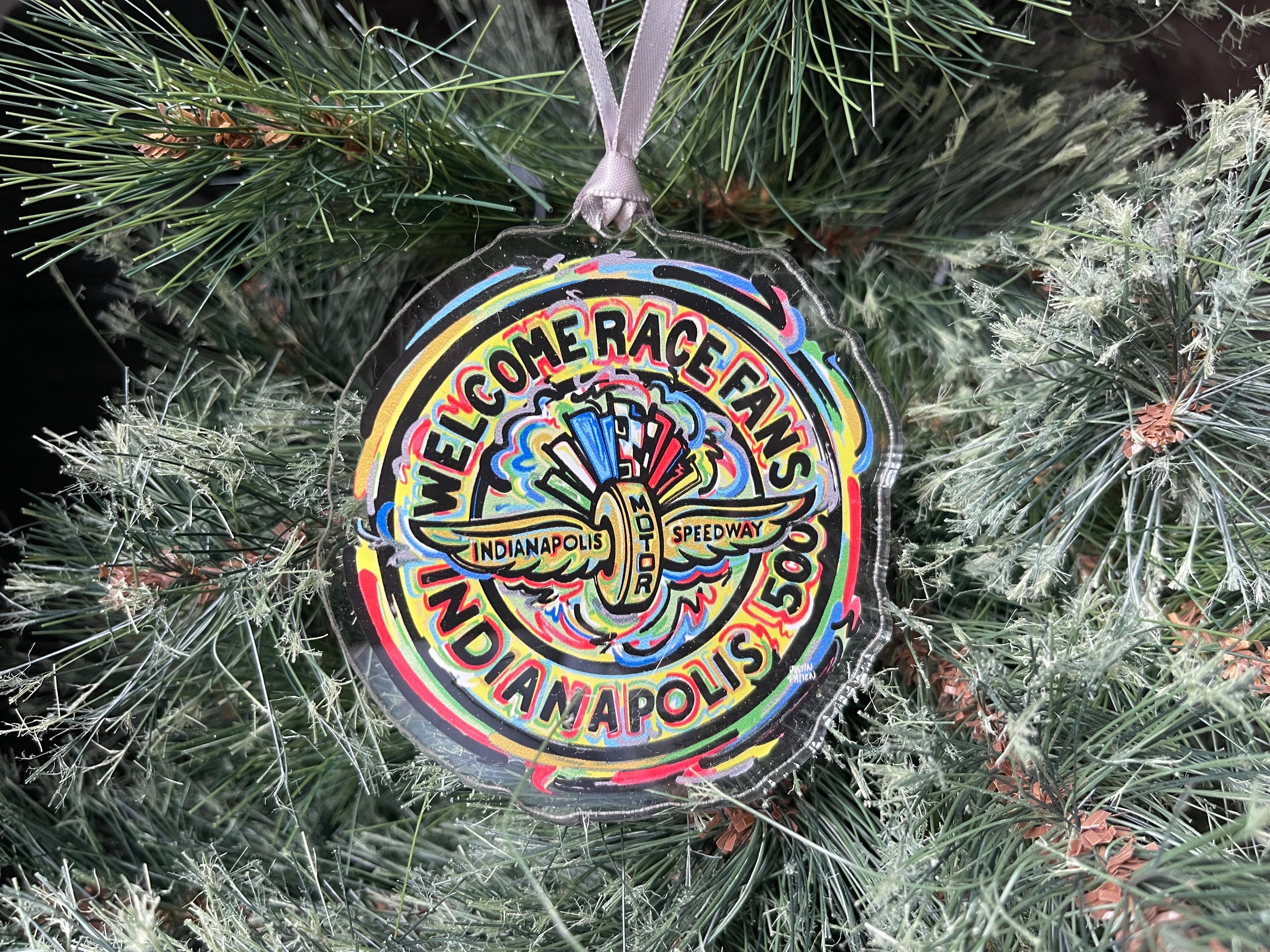 Indianapolis Motor Speedway Welcome Race Fans Ornament by Justin Patten