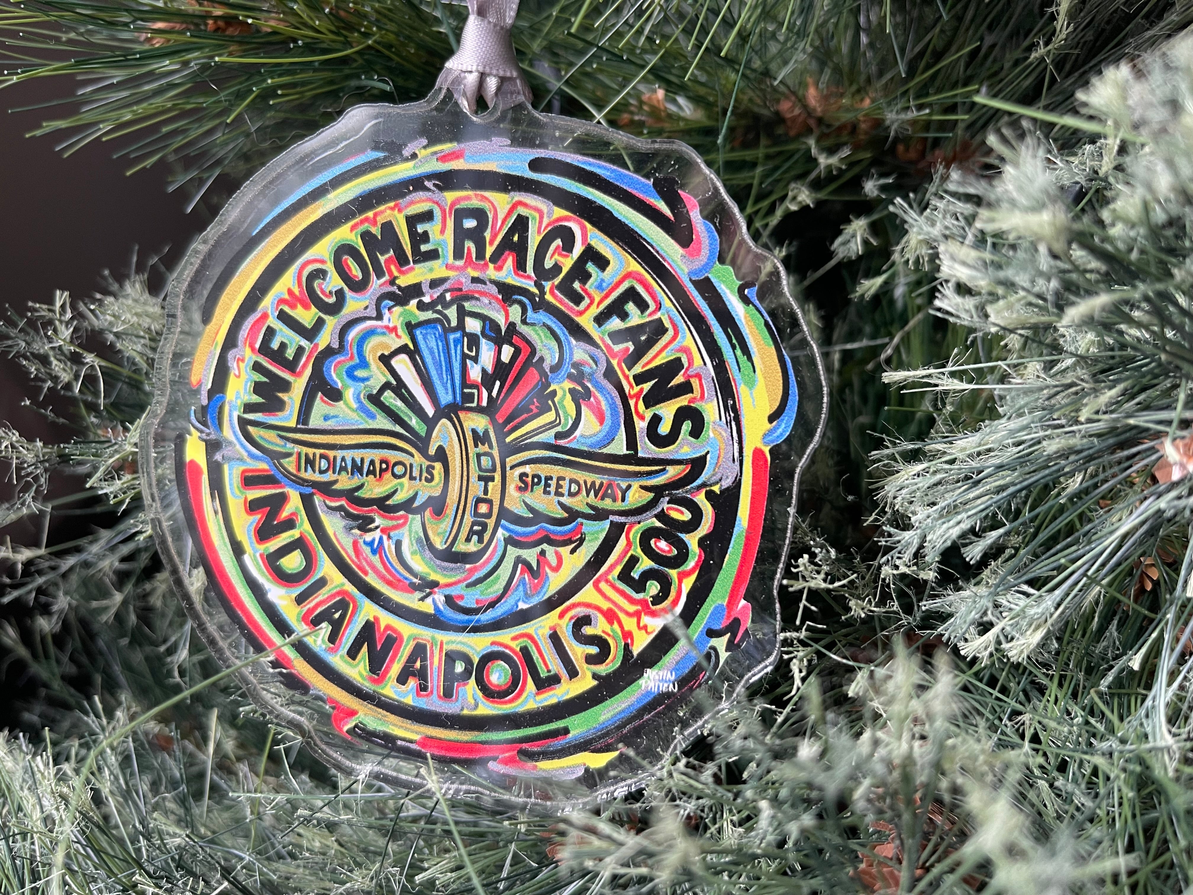 Indianapolis Motor Speedway Welcome Race Fans Ornament by Justin Patten