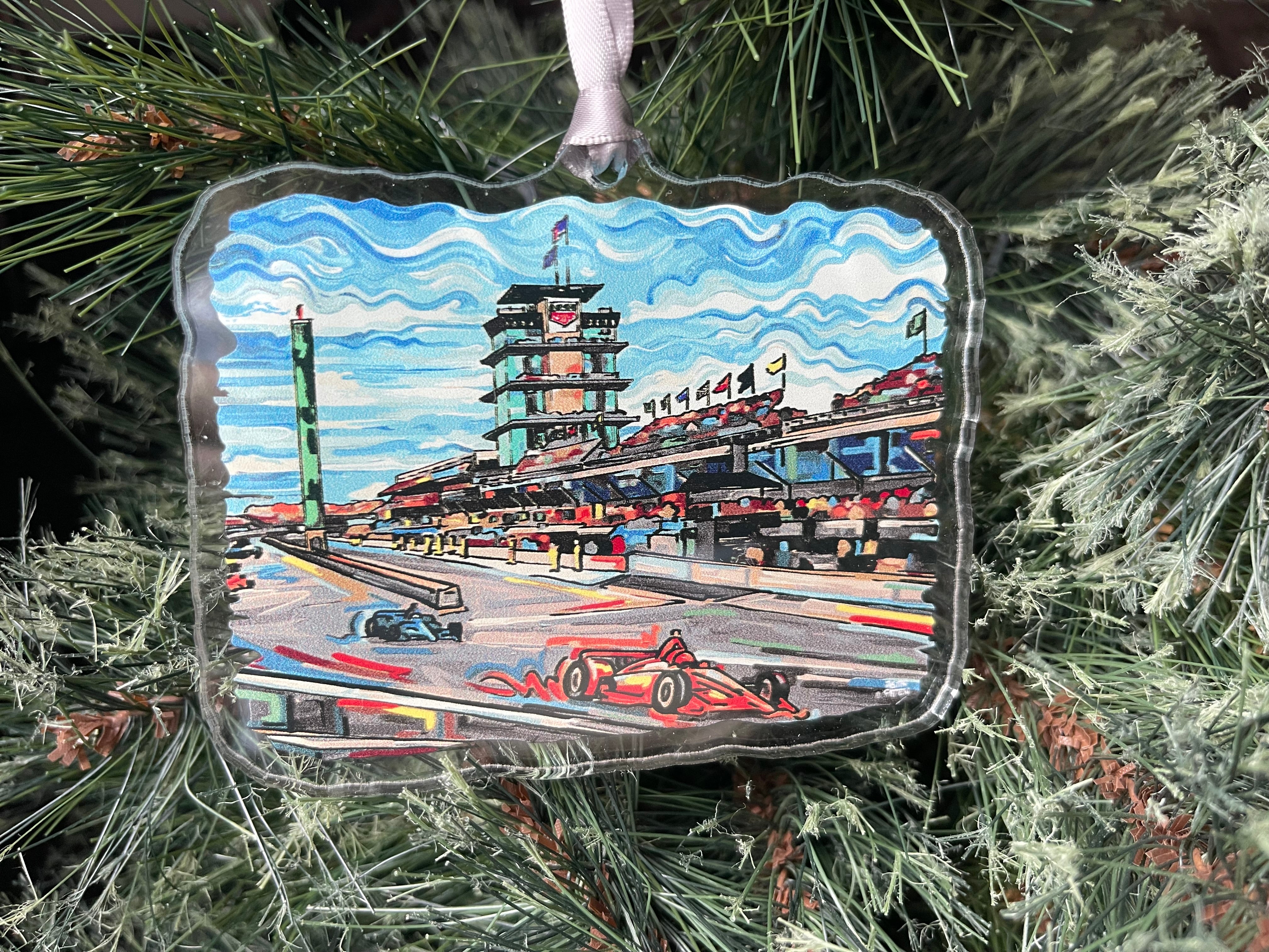 Indianapolis Motor Speedway Straightaway Ornament by Justin Patten
