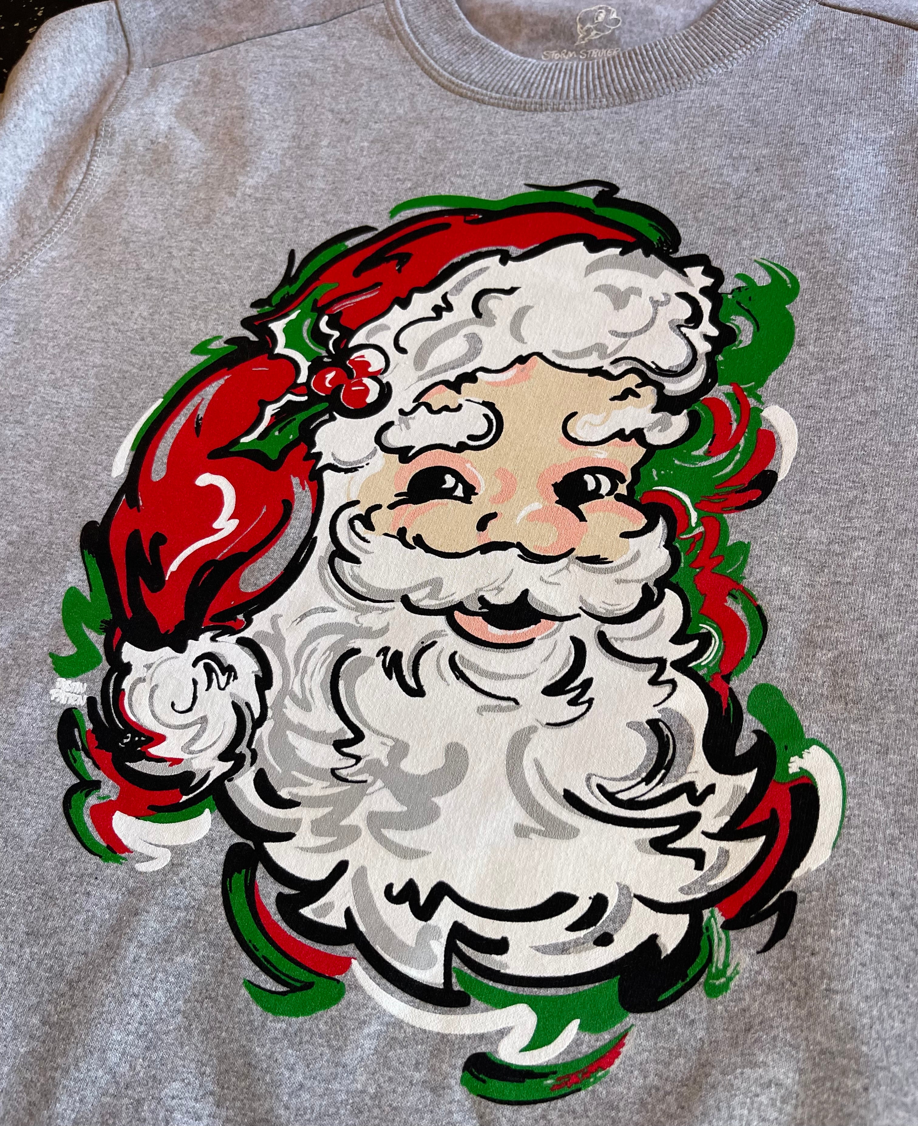 Santa Fleece Crew by Justin Patten (Light Grey Heather)