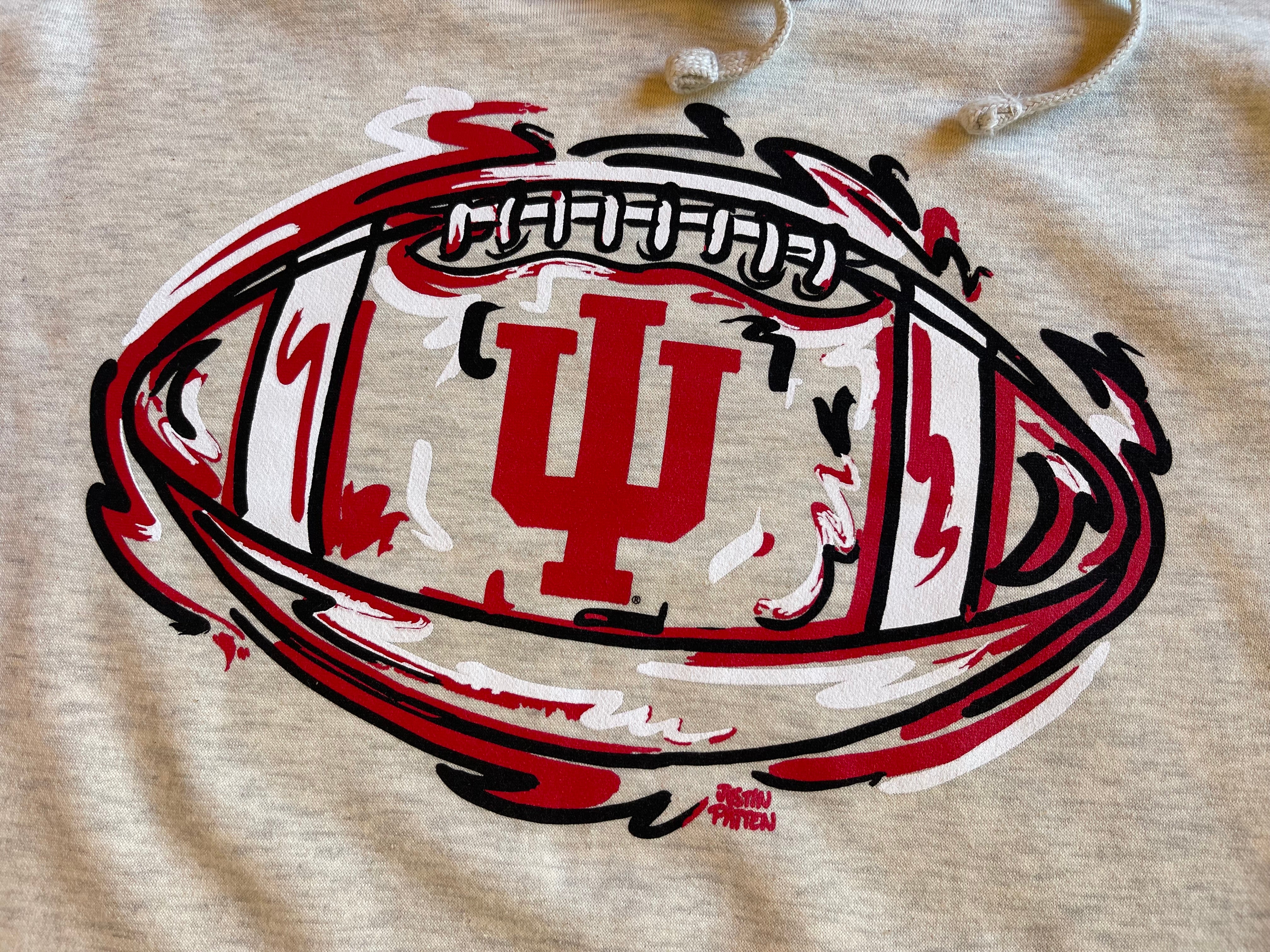 Indiana University Football  Unisex Fleece Hoodie by Justin Patten