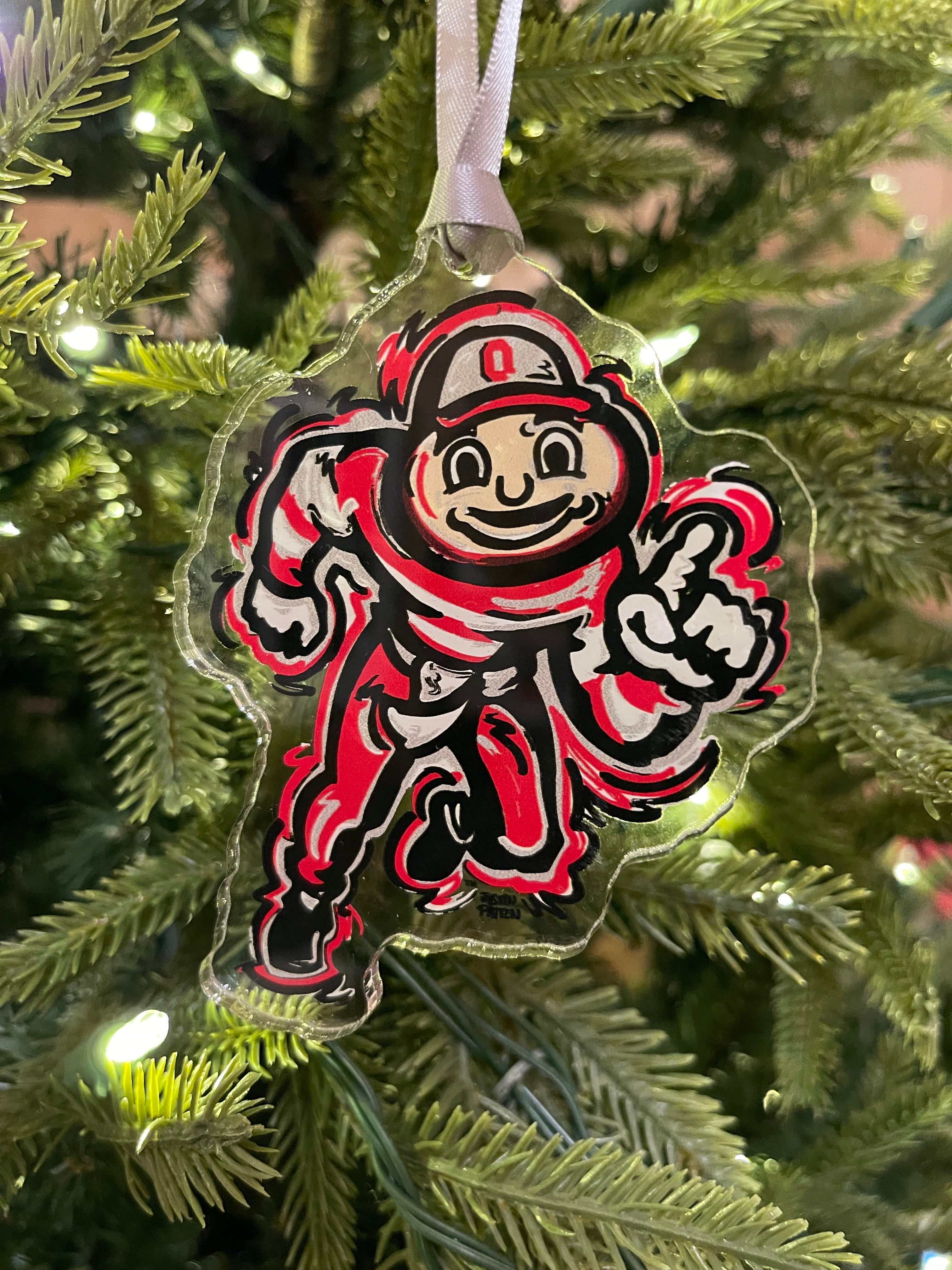 The Ohio State University Running  Burtus Ornament by Justin Patten (#1)