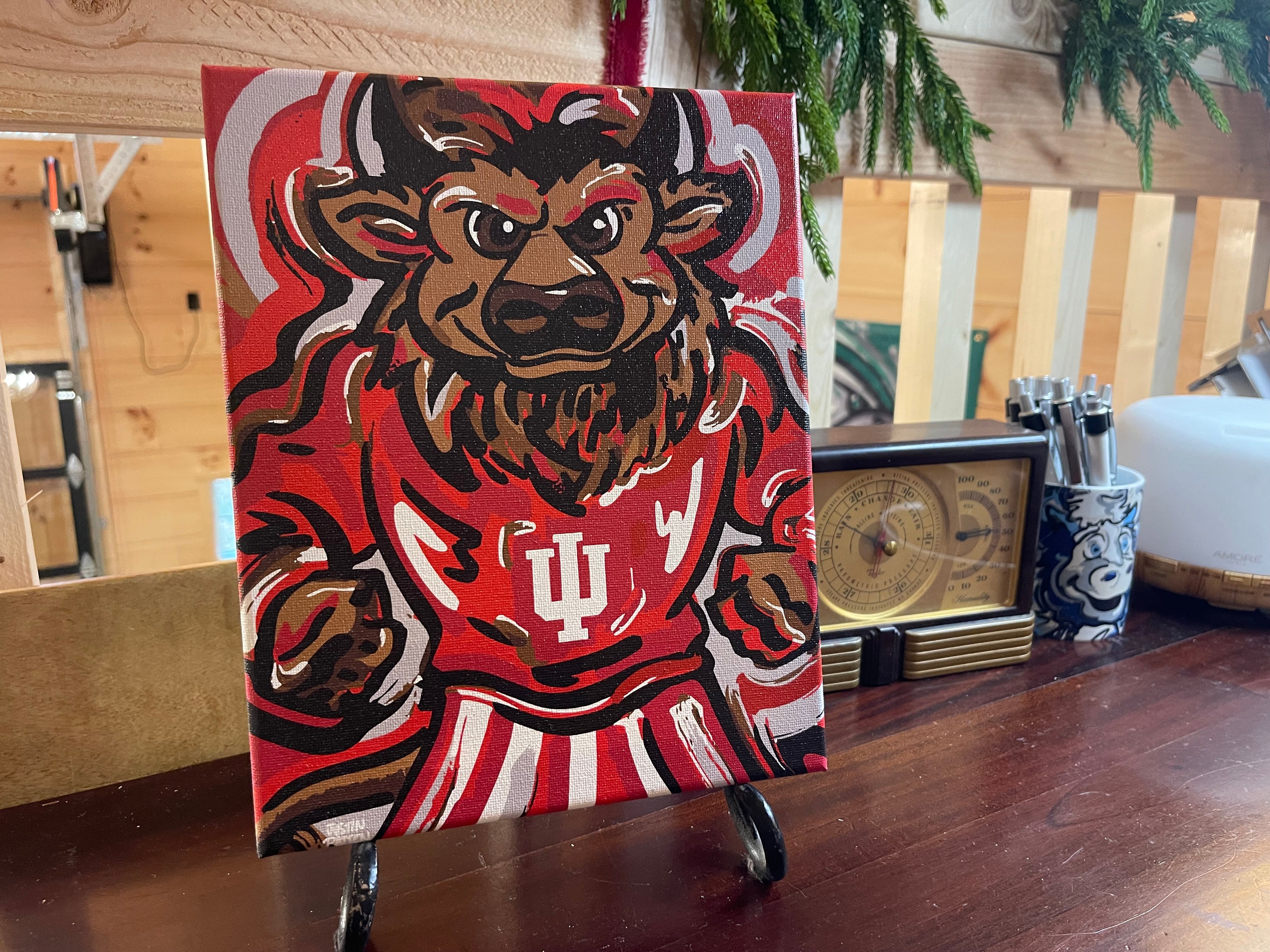 Indiana University 8" x 10" IU Hoosier Mascot  Wrapped Canvas Print by Justin Patten (IU Mascot)