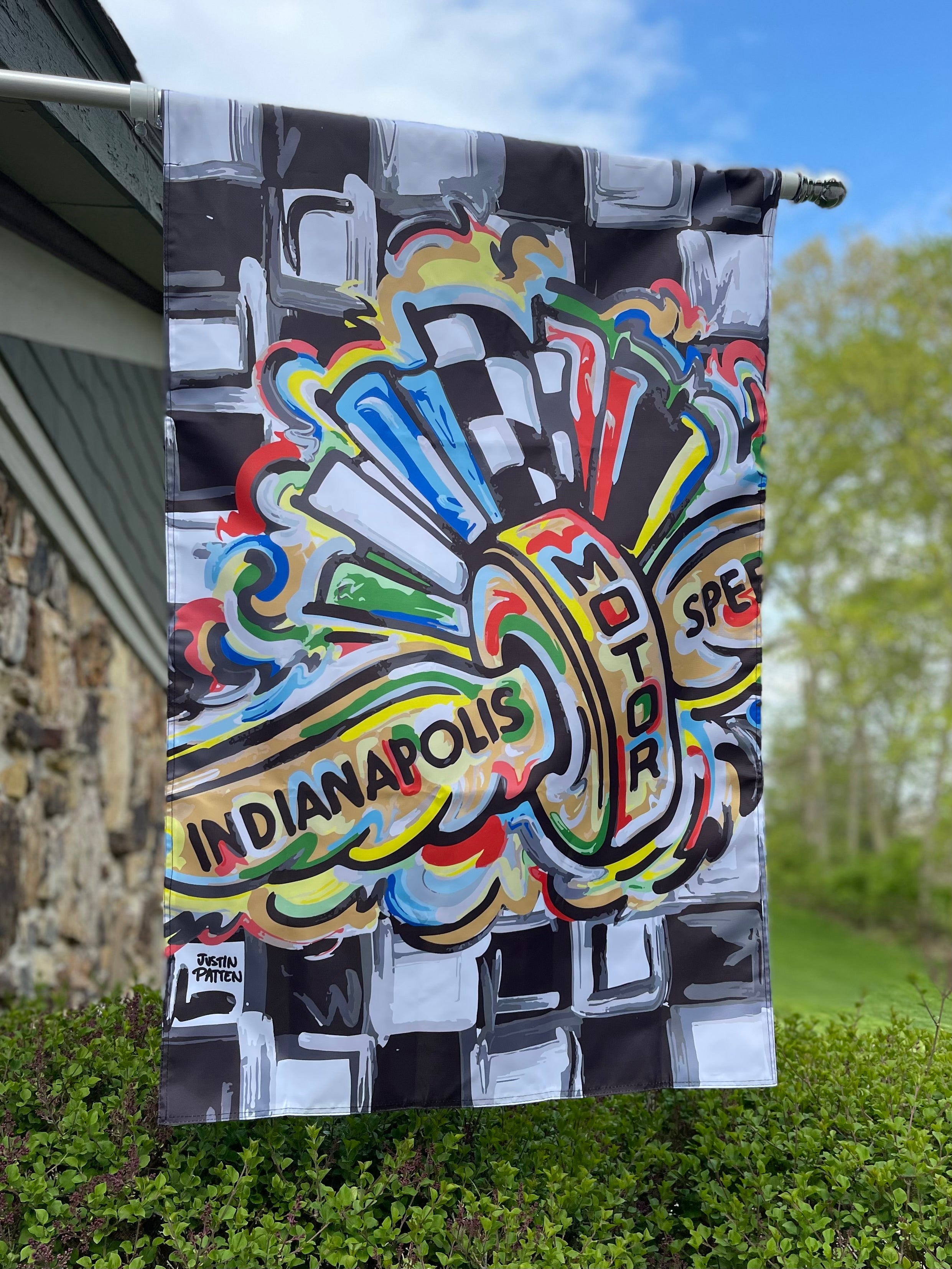 Indianapolis Motor Speedway Wing and Wheel House Flag (28"x 42" in) by Justin Patten