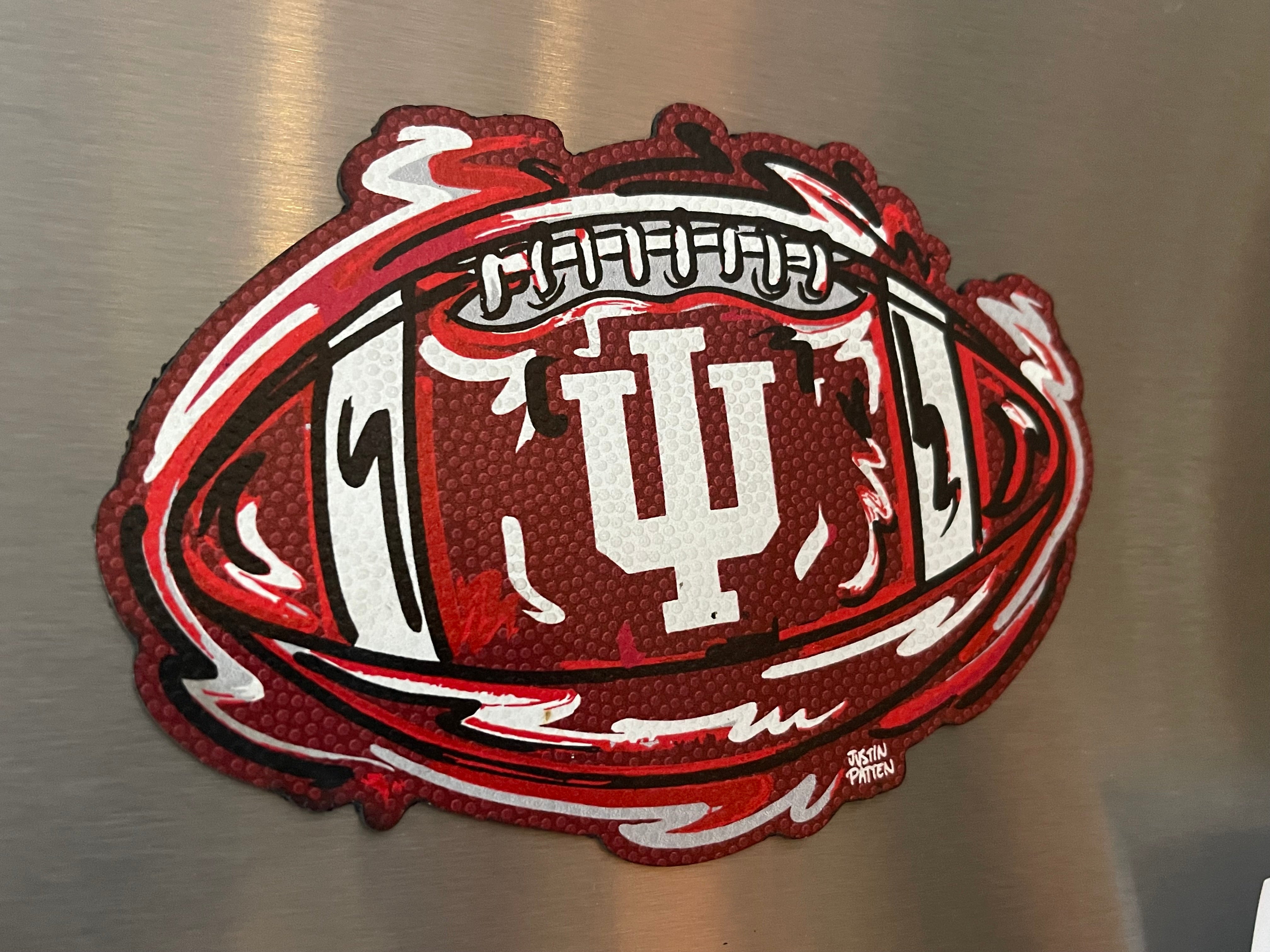 Indiana University Textured Football Magnet by Justin Patten (4"x6", Storm Striker Art, Textured, IU Bloomington)