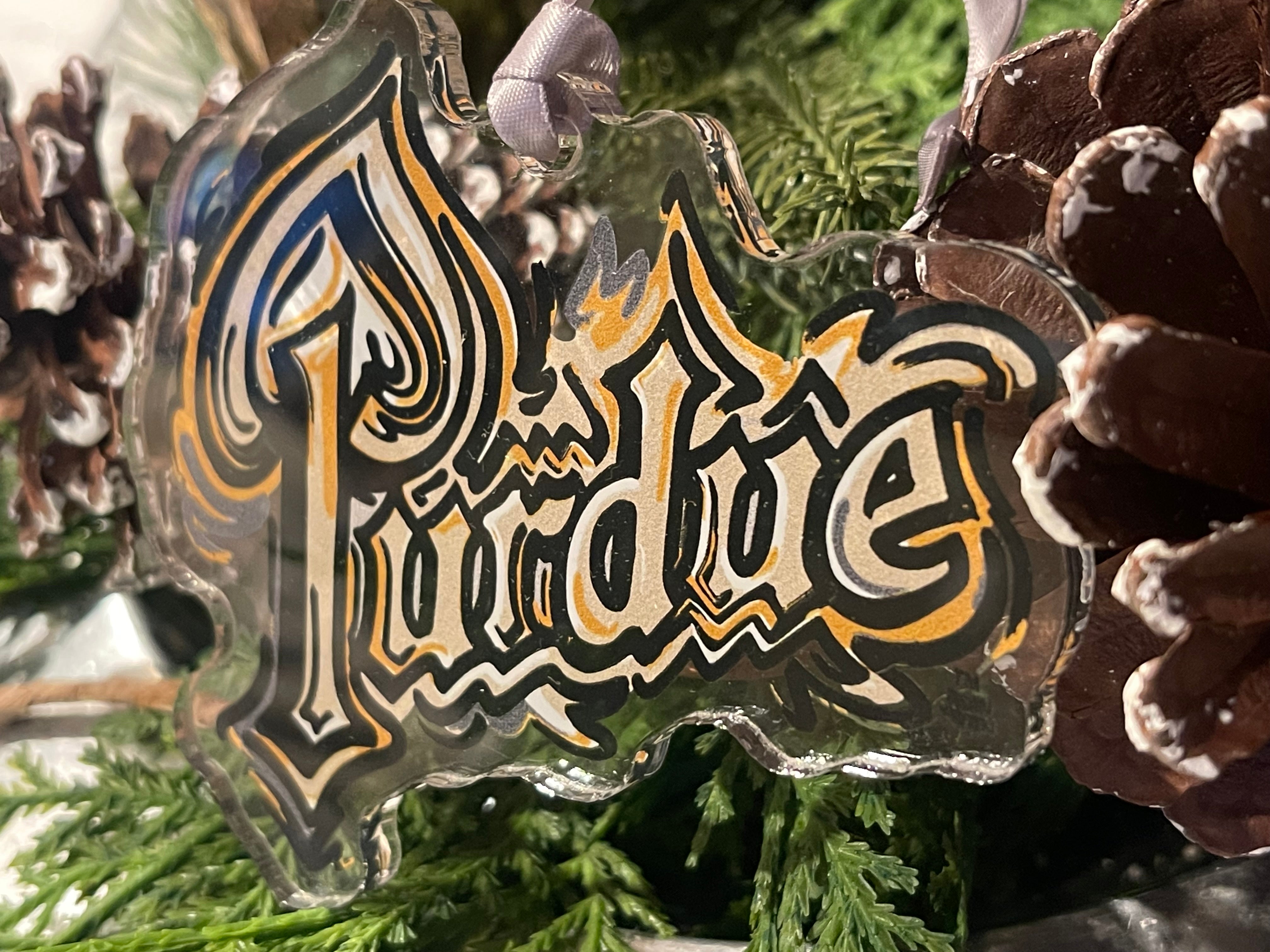 Purdue University Drum Script Ornament by Justin Patten