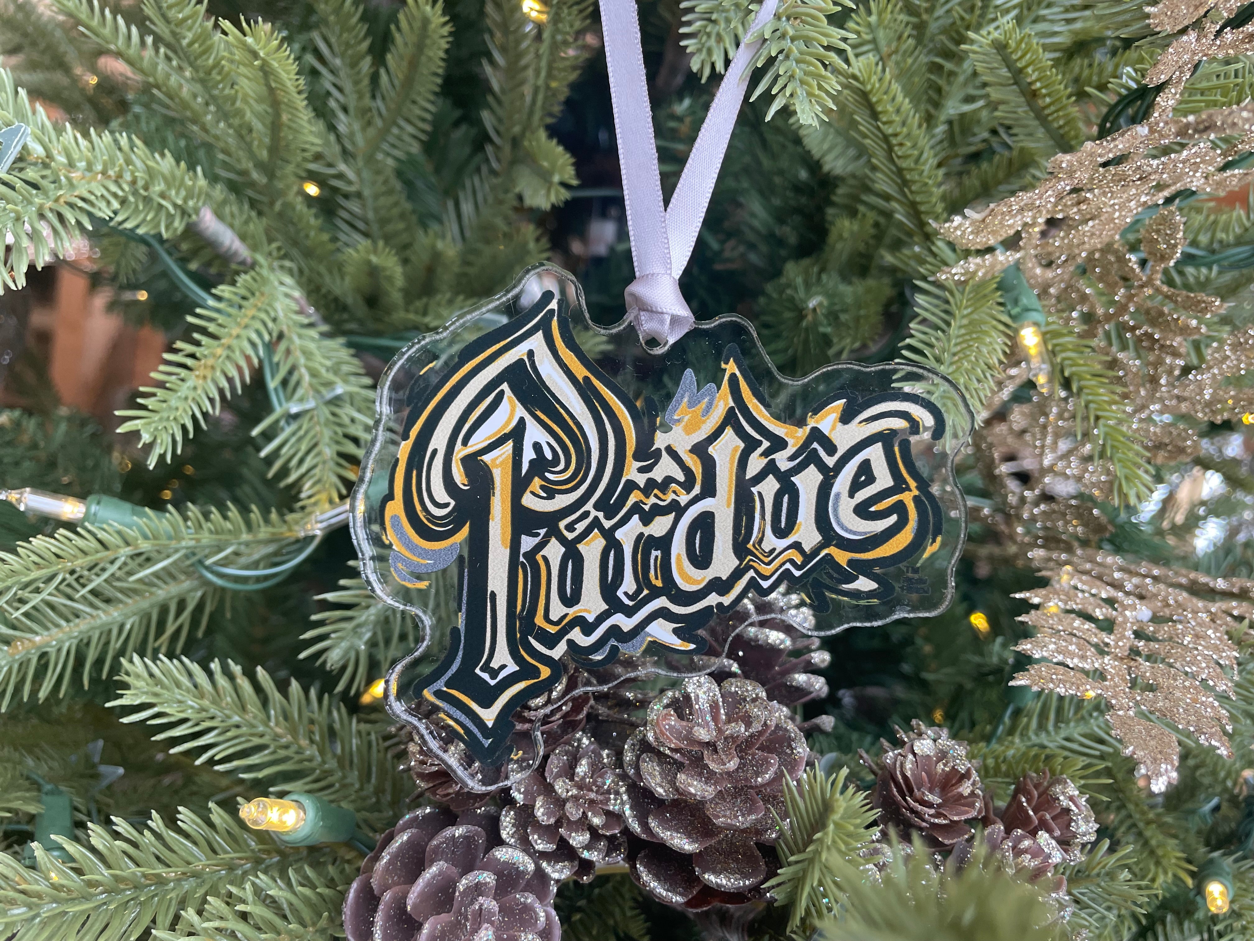 Purdue University Drum Script Ornament by Justin Patten