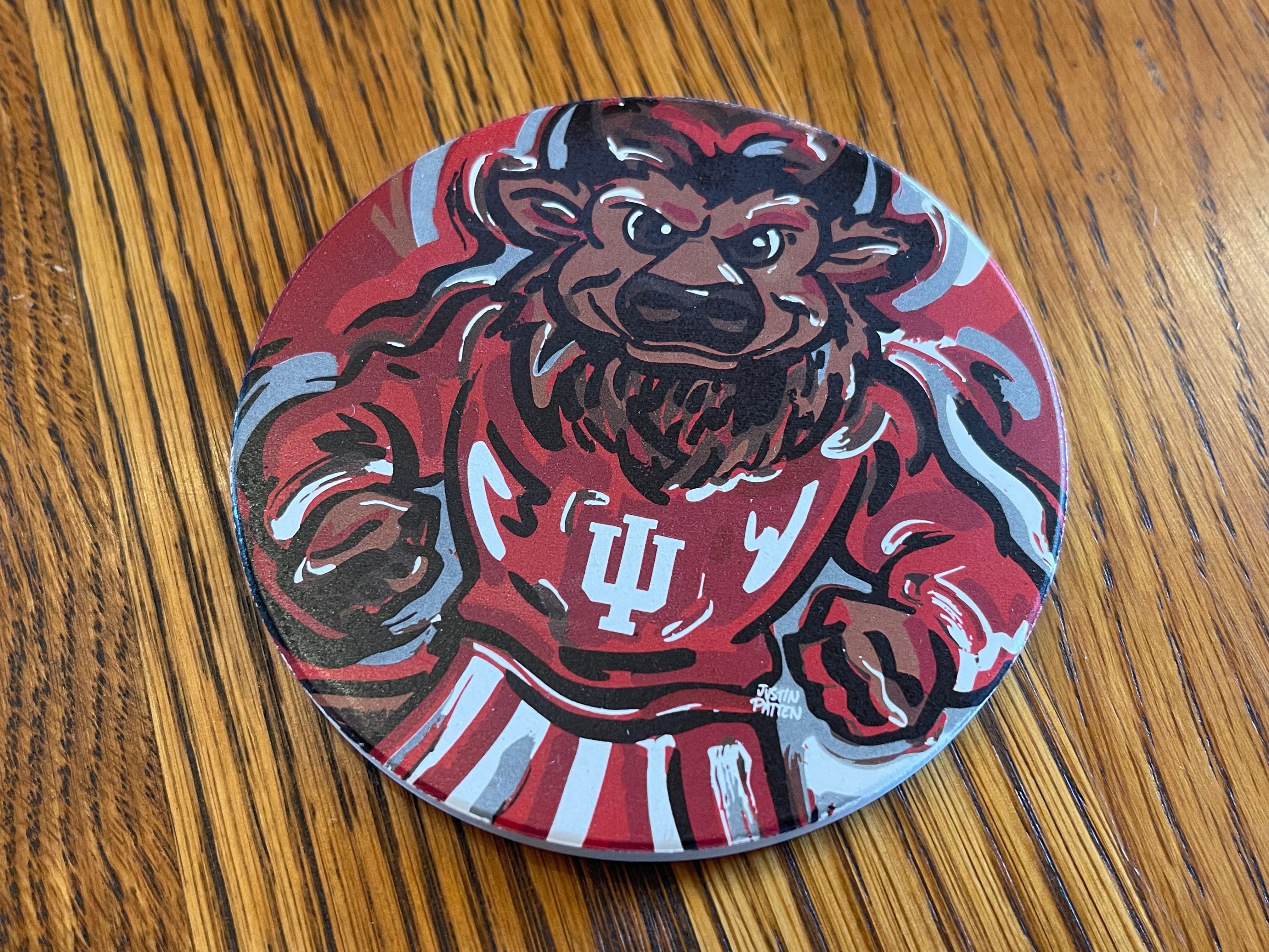 Indiana University Hoosier Mascot Stone Coaster by Justin Patten (IU, Bison)