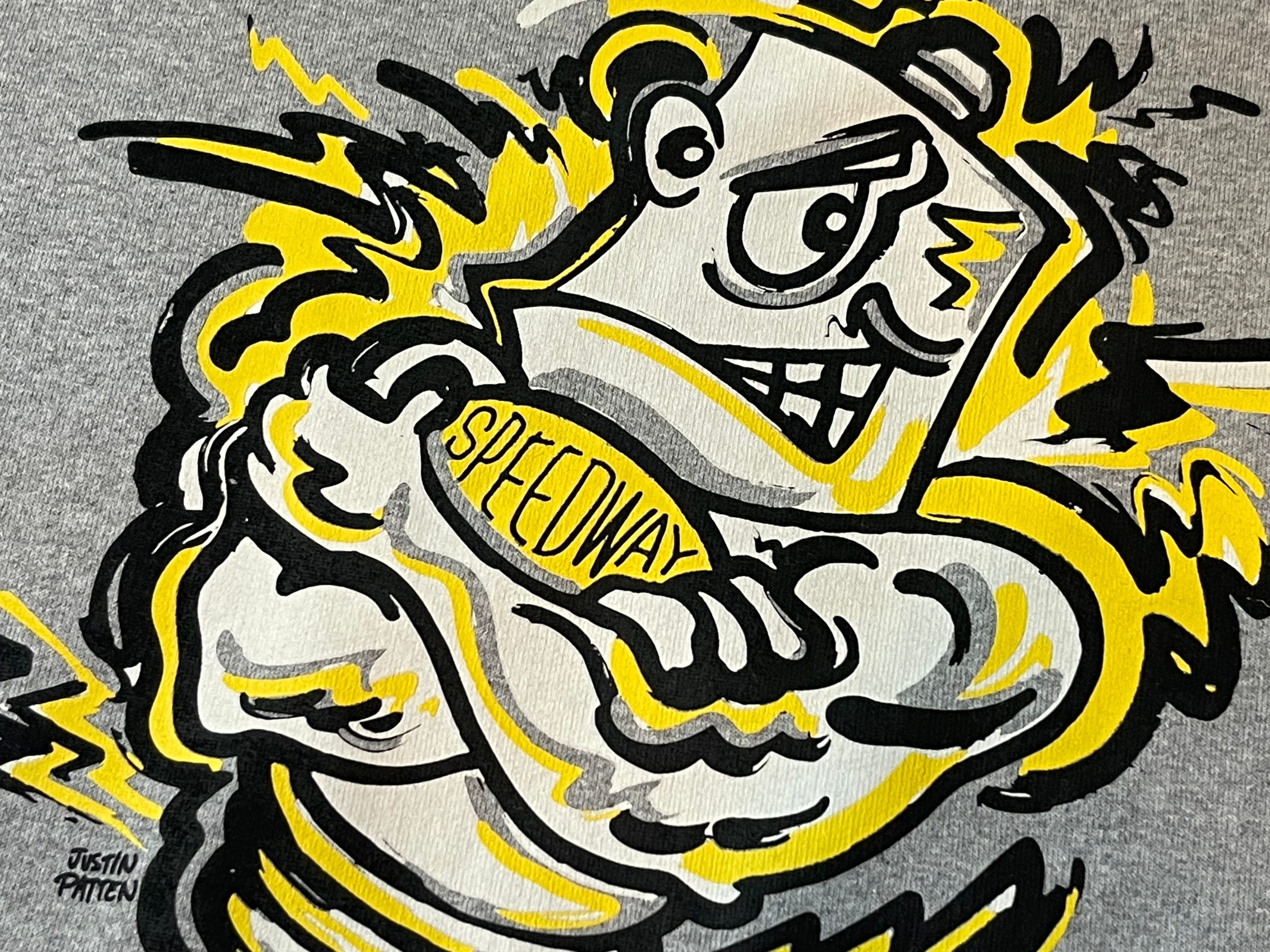 Speedway Schools Mascot Unisex Crew Fleece by Justin Patten (Heather Grey)