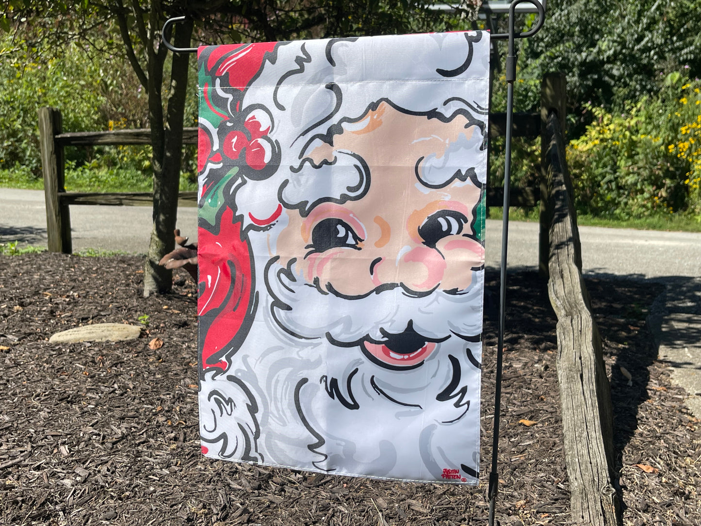 Santa Clause Garden Flag by Justin Patten (12.5 x 18.5, Portrait, Christmas, North Pole)