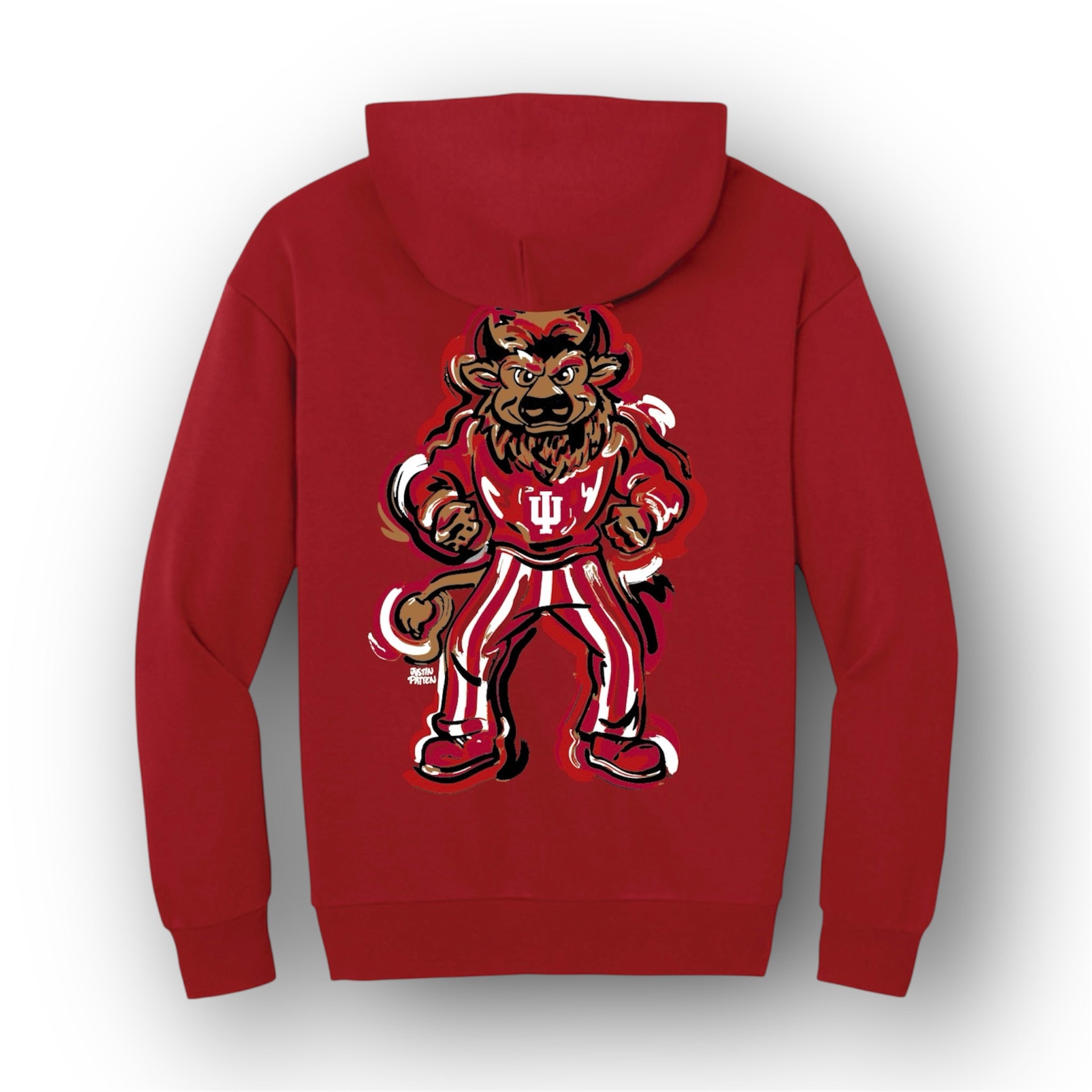 Indiana University Hoosier Mascot Fleece Hoodie by Justin Patten (IU, Bison, Hoosiers, Bloomington)