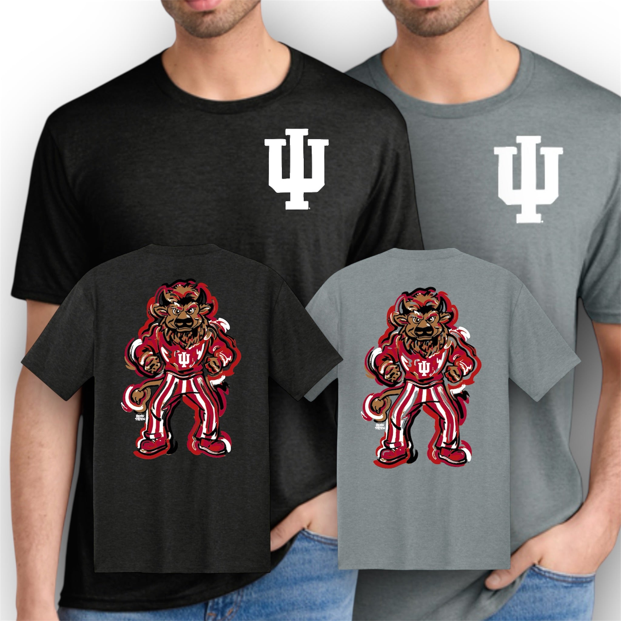 Indiana University Hoosier Mascot Short Sleeve Unisex Tee by Justin Patten (Two Colors)(IU, Bison, Hoosiers, Bloomington)