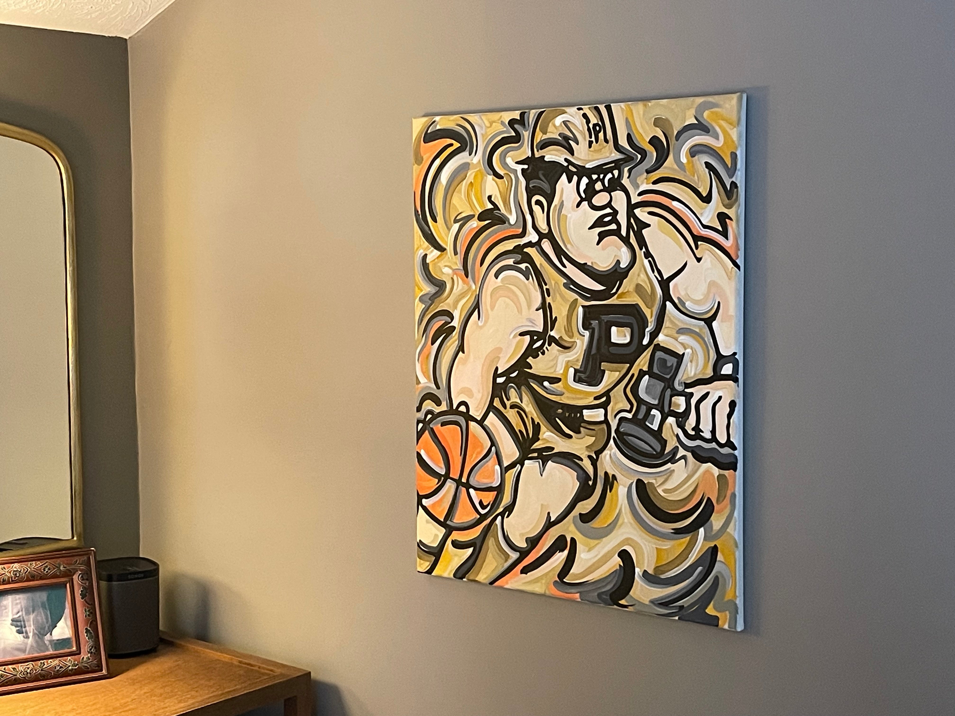 Purdue University Basketball Purdue Pete Painting 30"x24" by Justin Patten  (Original Finished Painting)(Purdue Pete Painting,)