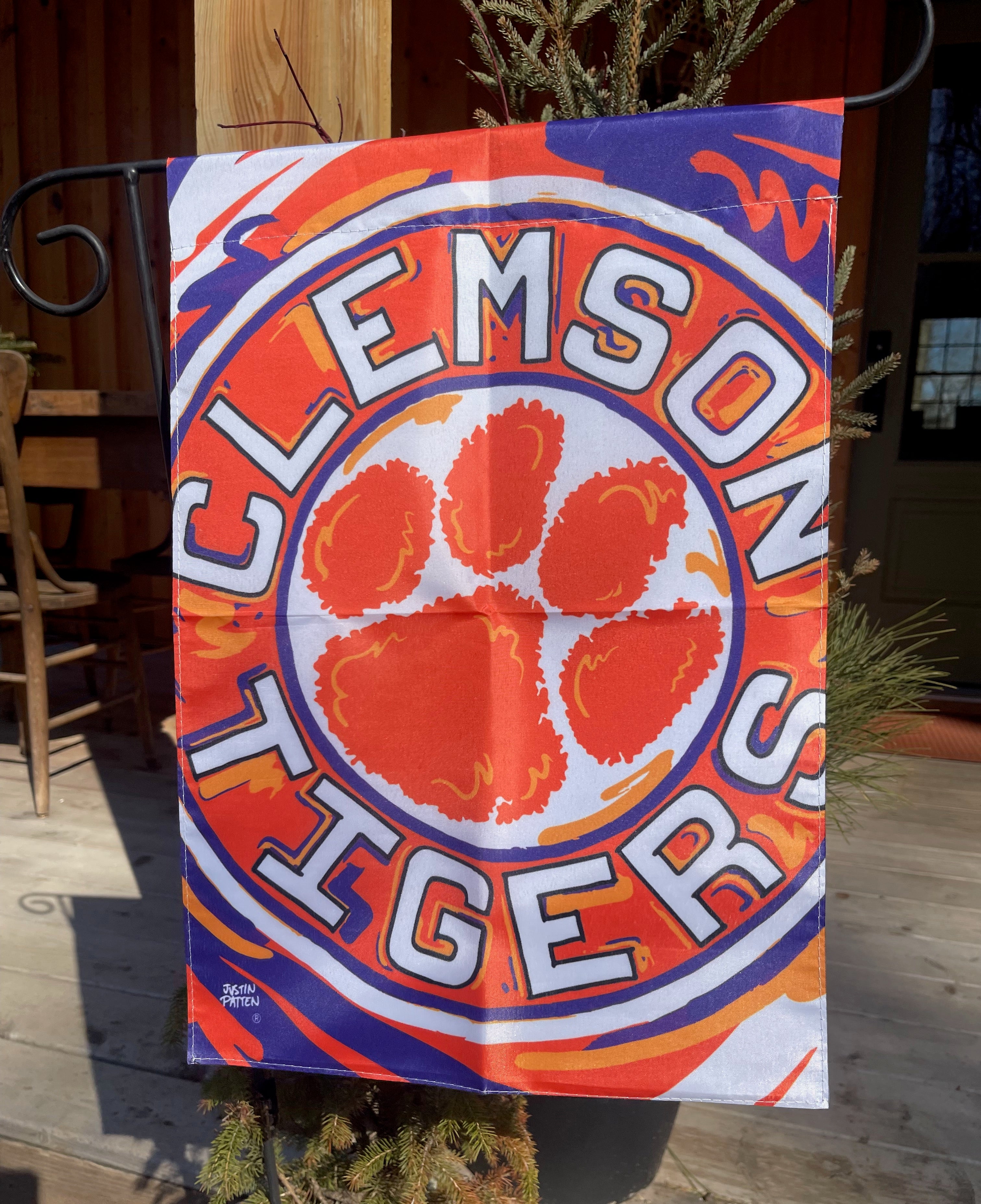 Clemson University Tiger Paw Garden Flag 12" x 18" by Justin Patten (Go Tigers, Clemson Family, Death Vally, Tiger Paw)