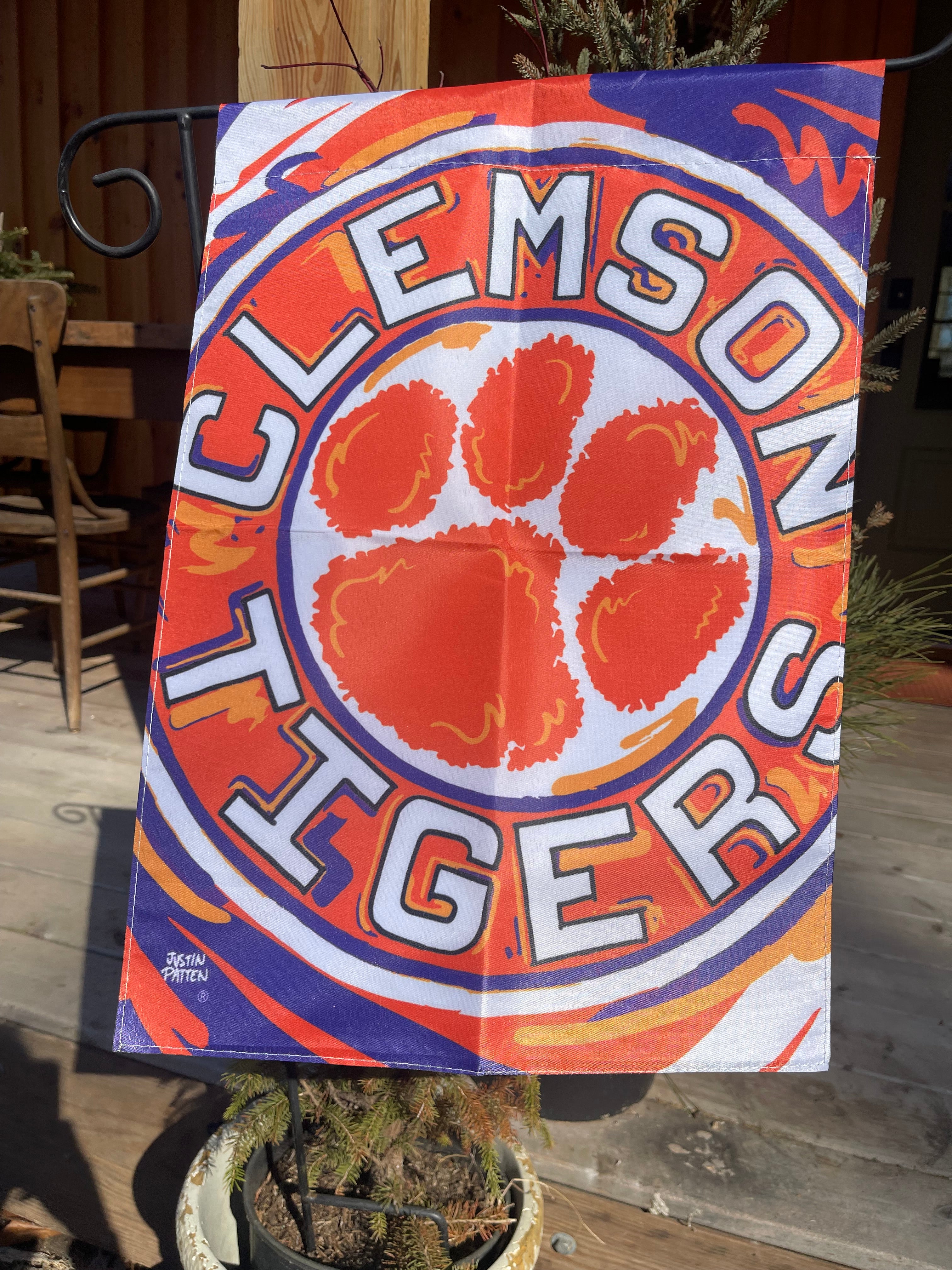Clemson University Tiger Paw Garden Flag 12" x 18" by Justin Patten (Go Tigers, Clemson Family, Death Vally, Tiger Paw)