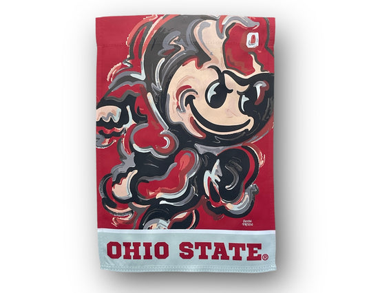 Ohio State University Vintage Brutus Garden Flag 12" x 18" by Justin Patten