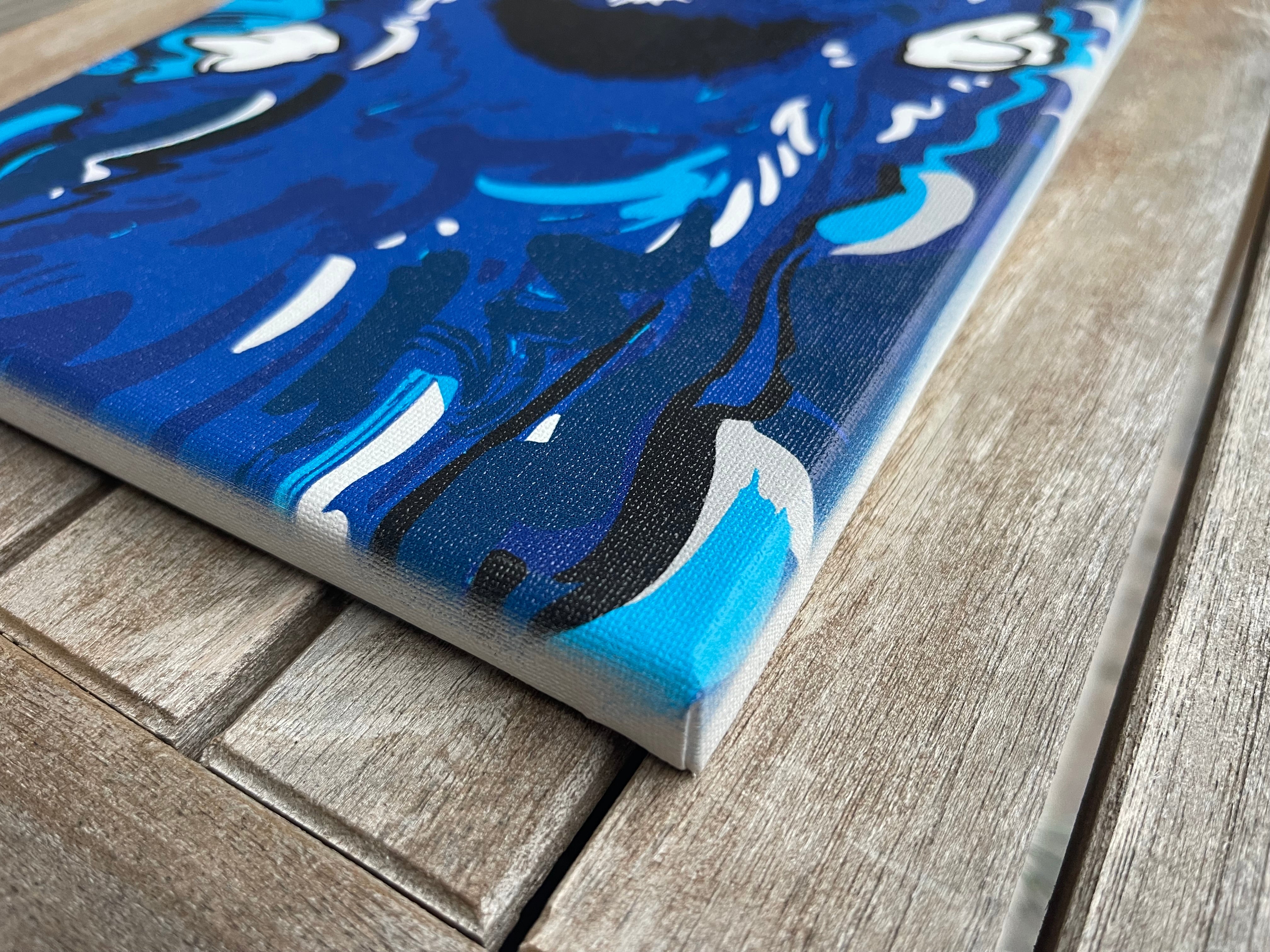 Xavier University 8"x10" Wrapped Blue Blob Mascot Print (The Blue Blob, D'Artagnan, Cincinnati, Ohio, One for All)