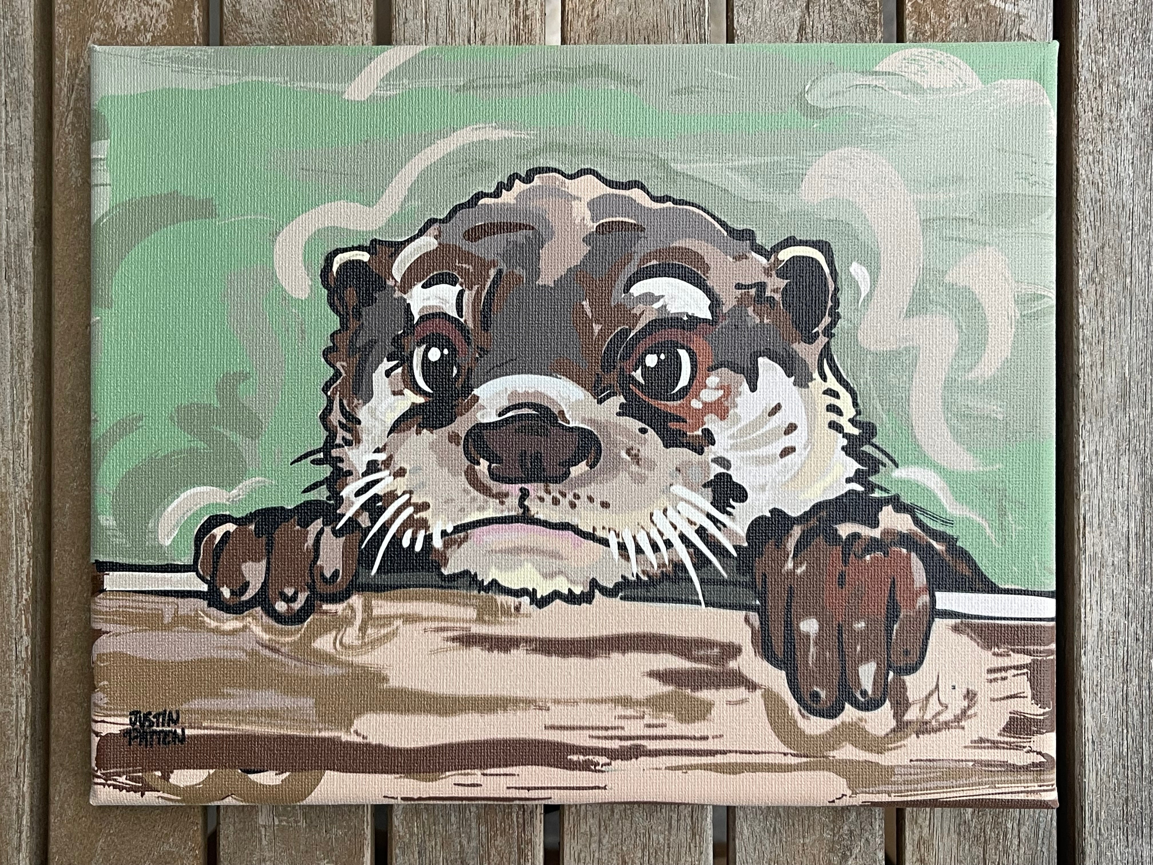 Otter 10"x8" Wrapped Canvas Print by Justin Patten (Animal Kingdom, Zoo, Animals)