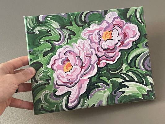 Peonies 10"x 8" Wrapped Canvas Print by Justin Patten