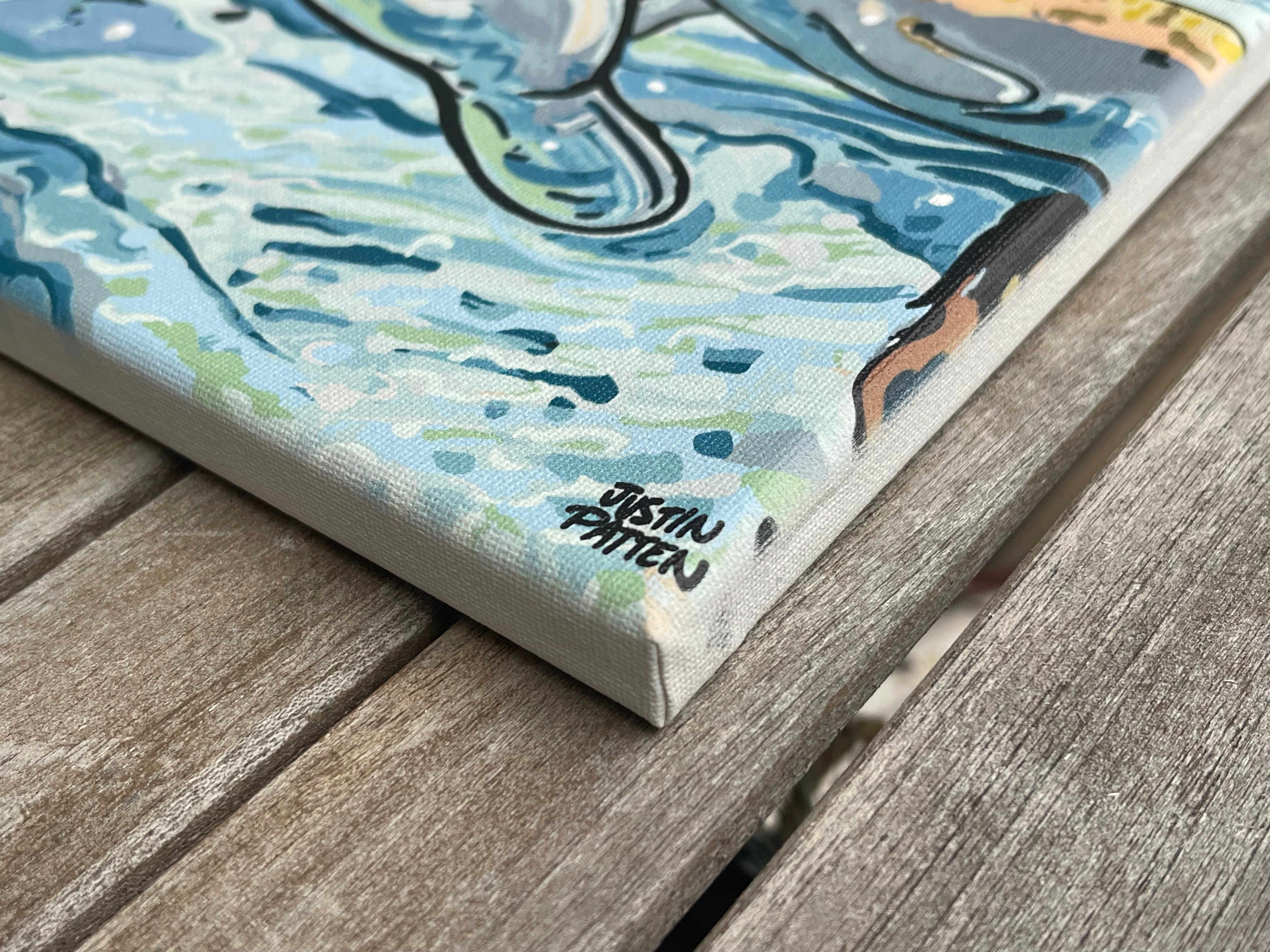 Manatee 10"x8" Wrapped Canvas Print by Justin Patten (Animal Kingdom, Zoo, Animals)