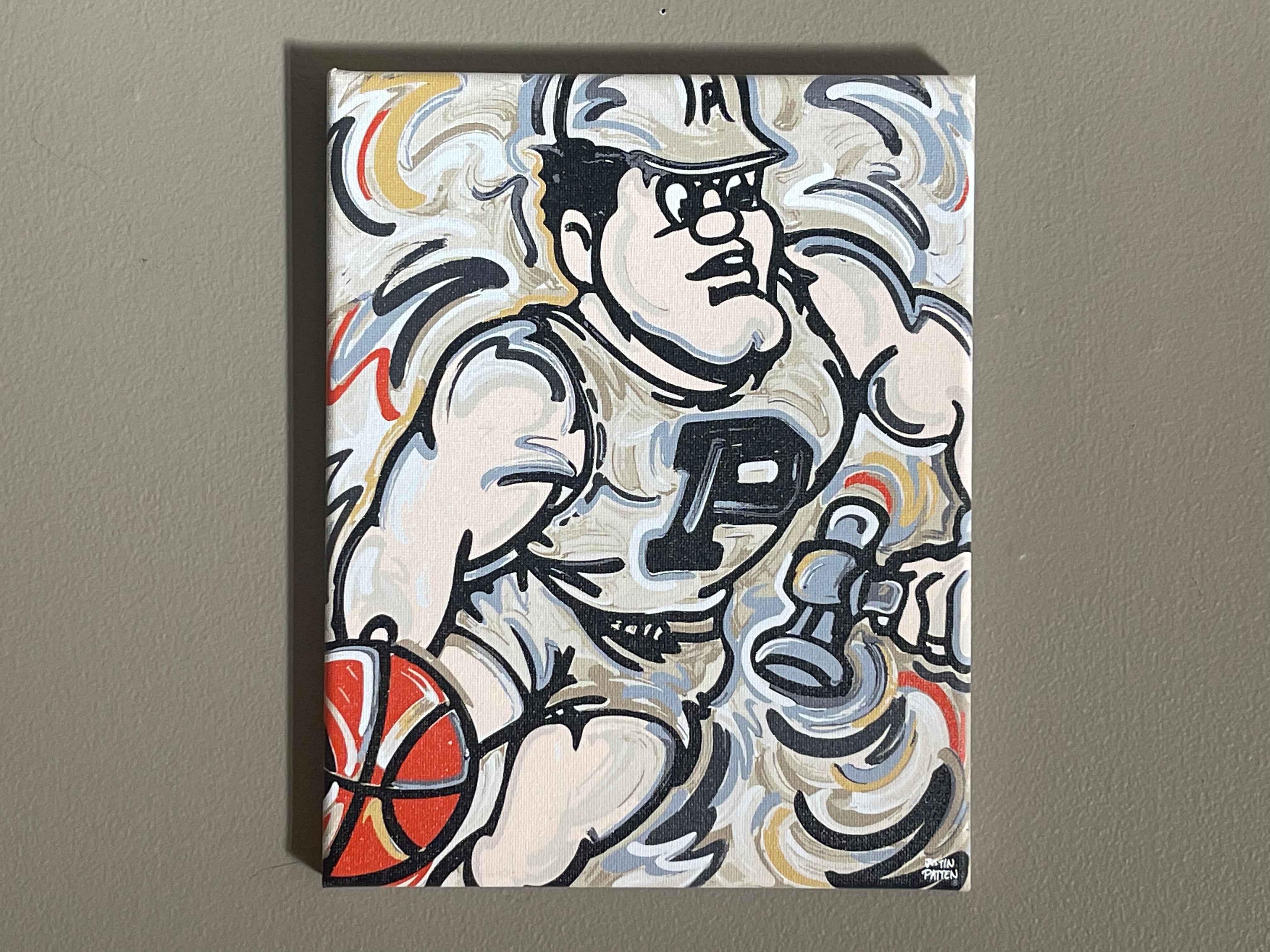 Purdue University 16" x 20" Basketball Pete Wrapped Canvas Print by Justin Patten