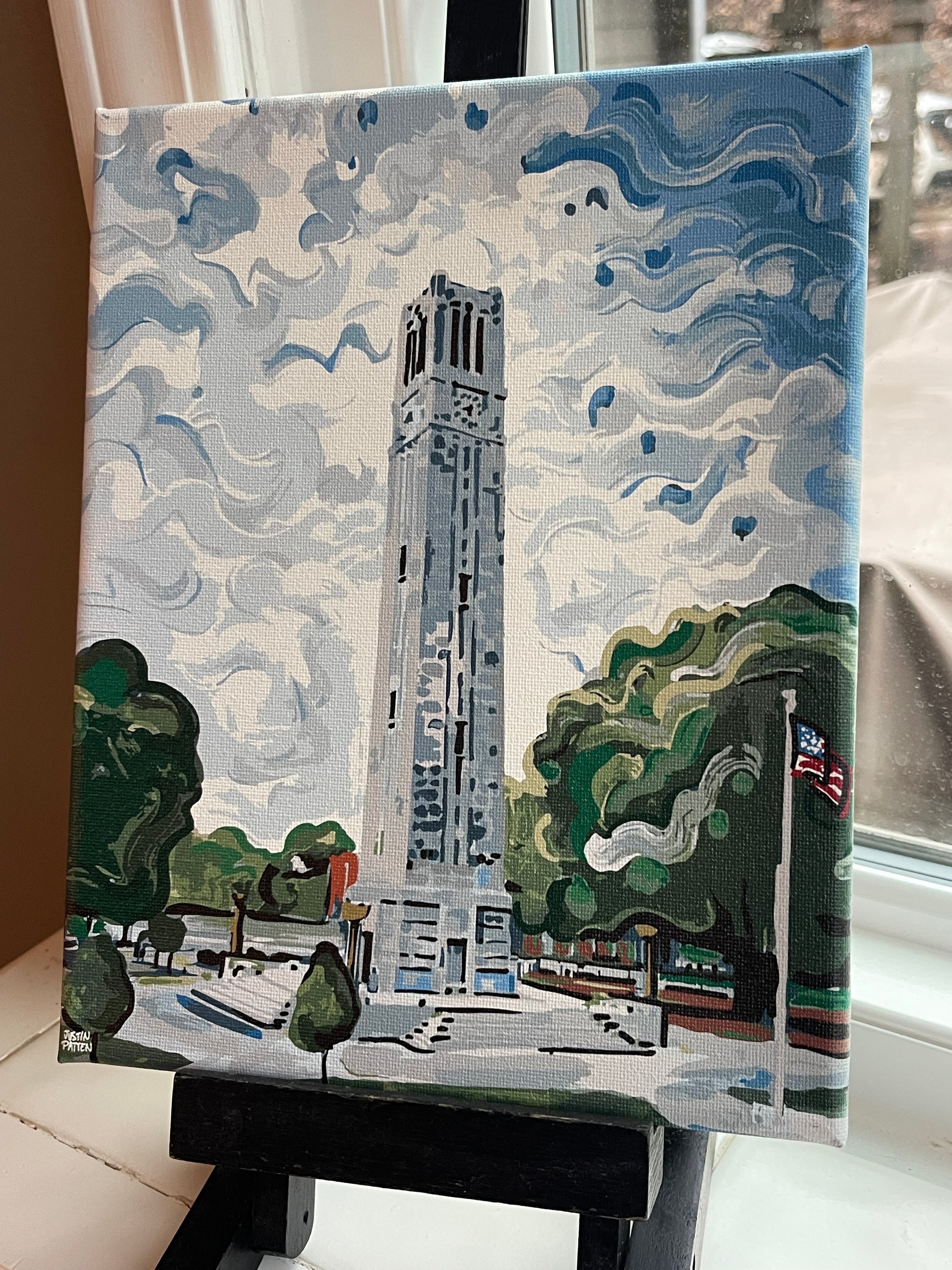 North Carolina State University 8" x 10" Memorial Tower Wrapped Canvas Print by Justin Patten (Wolfpack, Raleigh, NC State)
