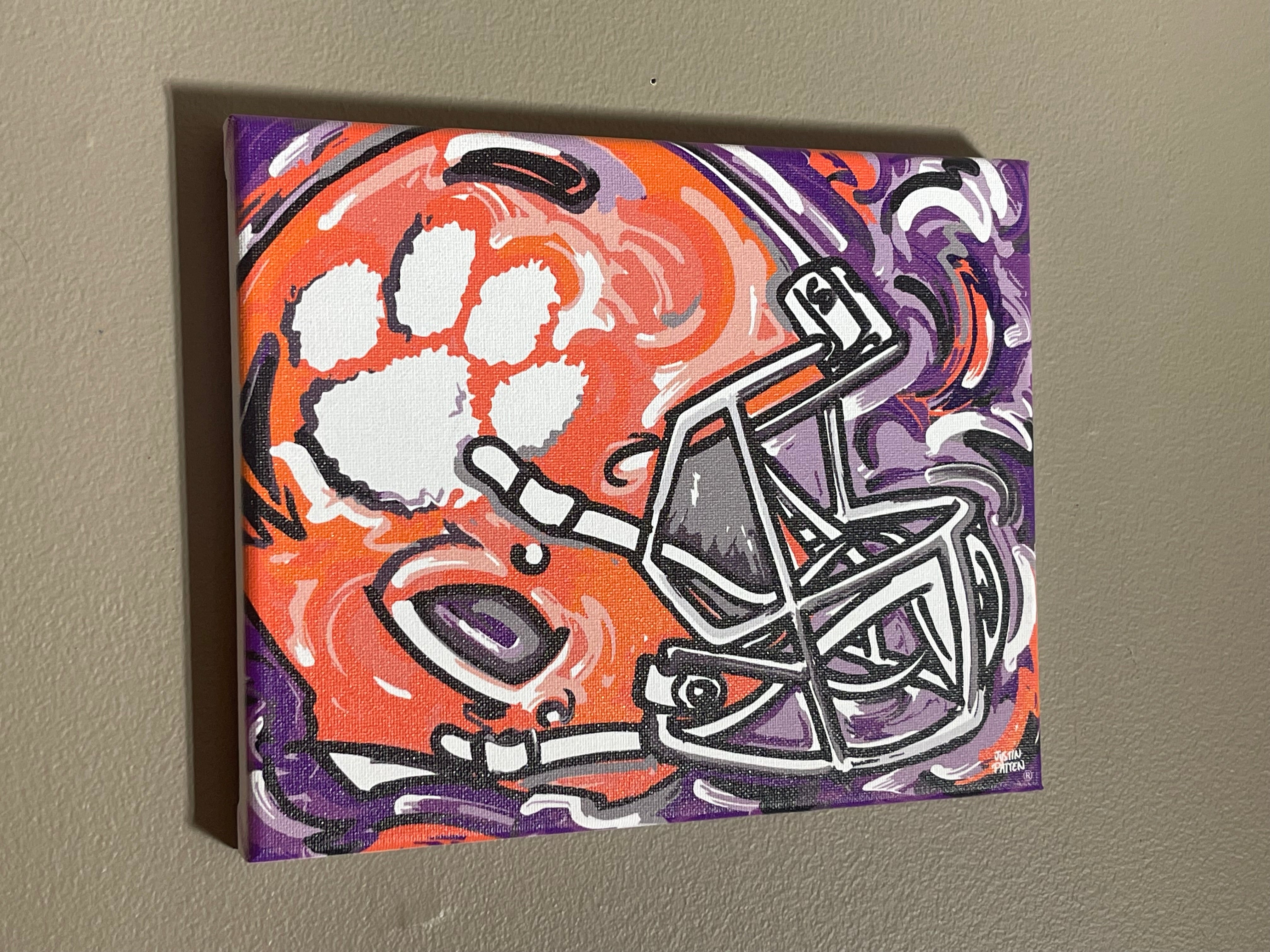 Clemson University 10" x 8" Football Helmet Wrapped Canvas Print by Justin Patten