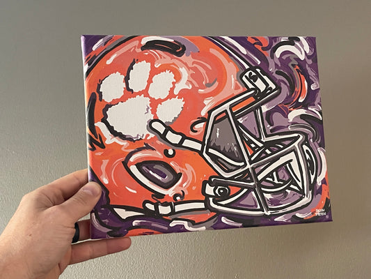 Clemson University 10" x 8" Football Helmet Wrapped Canvas Print by Justin Patten