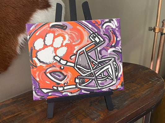 Clemson University 10" x 8" Football Helmet Wrapped Canvas Print by Justin Patten