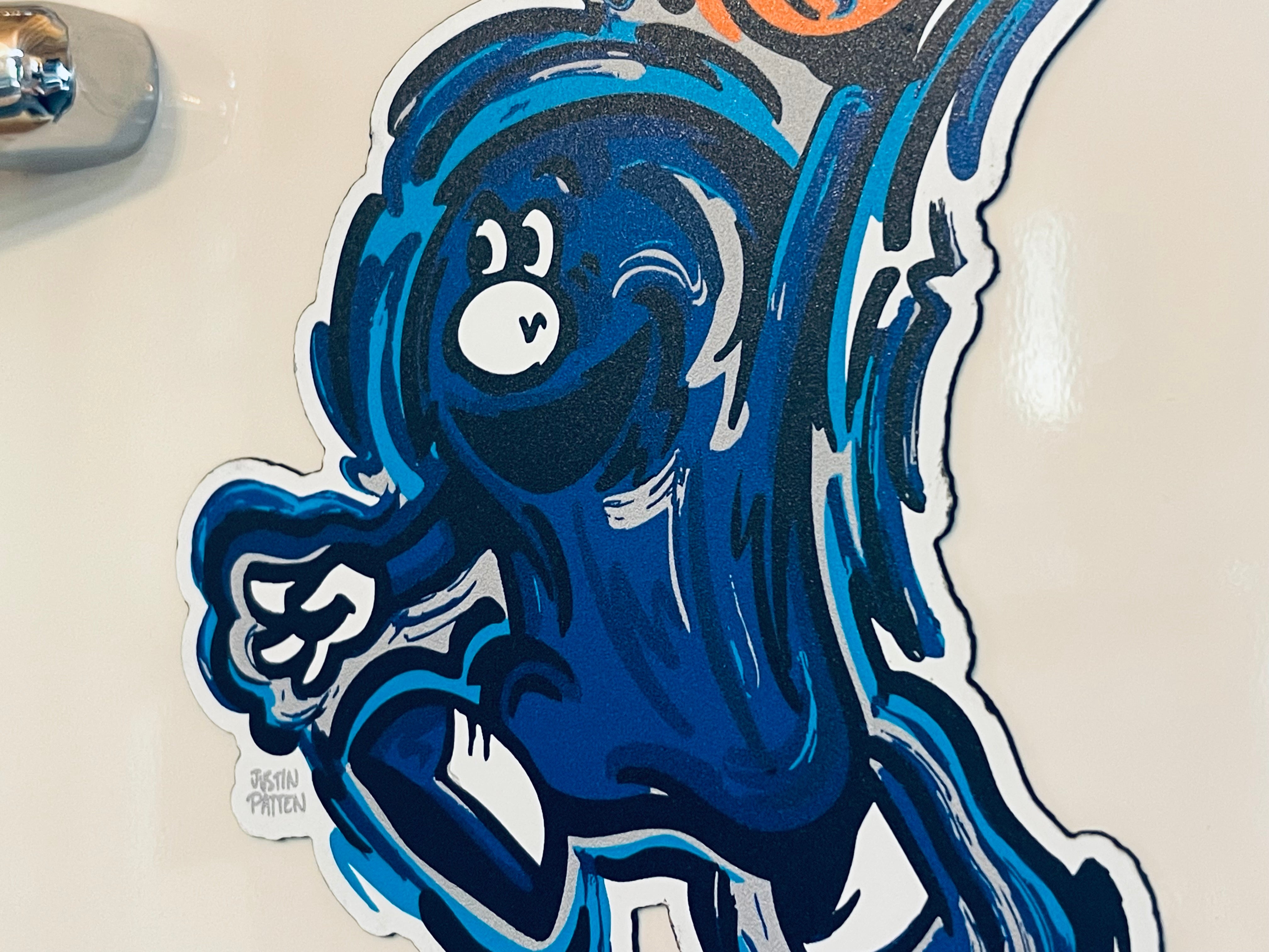 Xavier University Blue Blob Mascot Magnet  by Justin Patten (The Blue Blob, D'Artagnan, Cincinnati, Ohio, One for All)