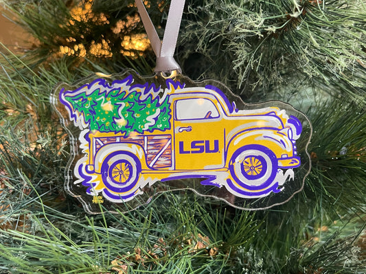 LSU Truck Acrylic Ornament by Justin Patten