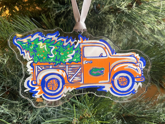 University of Florida Christmas Truck Ornament by Justin Patten