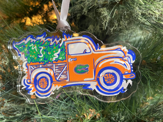 University of Florida Christmas Truck Ornament by Justin Patten