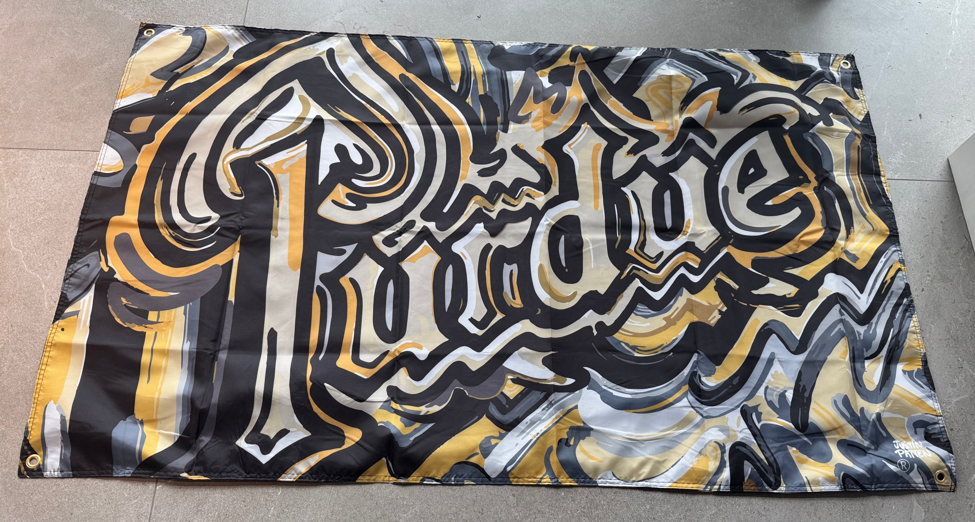 Purdue University Purdue Drum Banner Flag 5' x 3" by Justin Patten (4 grommets)