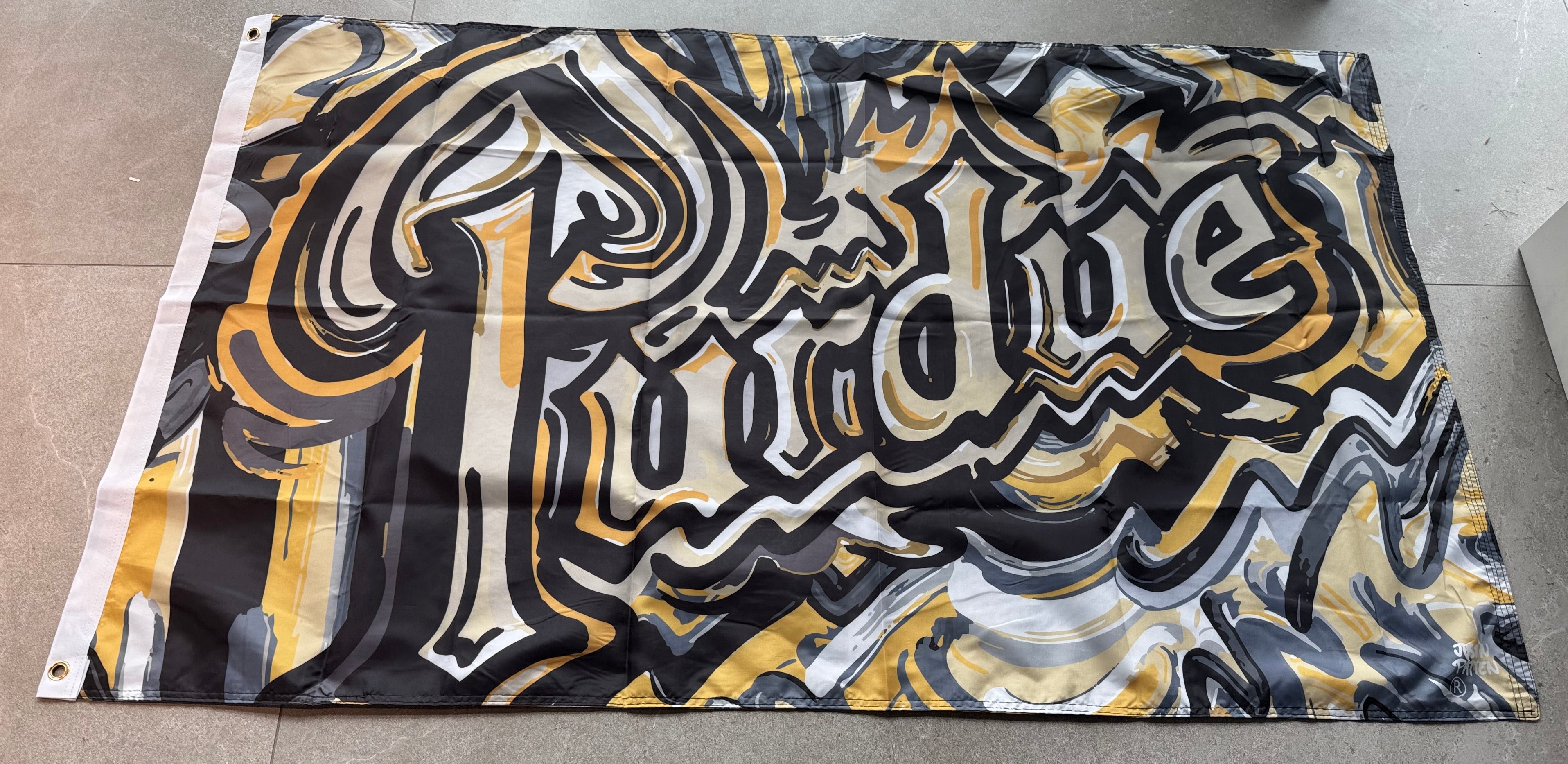 Purdue University Purdue Drum Flagpole Flag 5' x 3" by Justin Patten (2 grommets)