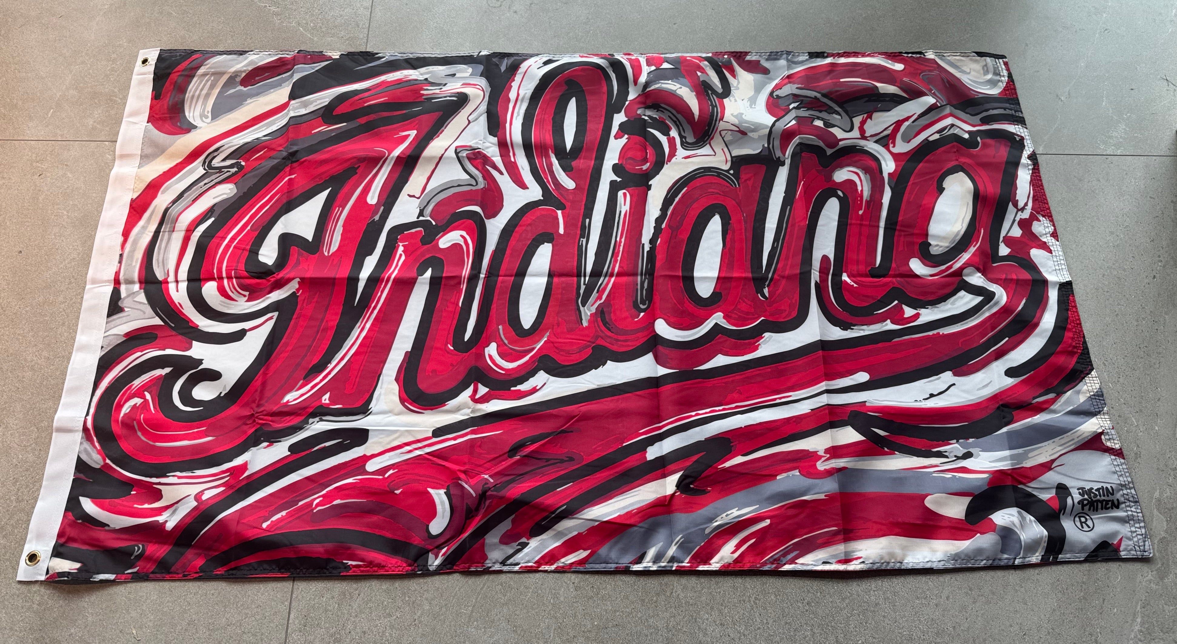 Indiana University Script Flagpole Flag 5' x 3' by Justin Patten (2 grommets)