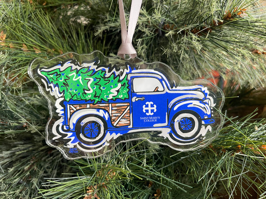 Saint Mary's College Christmas Tree Truck Ornament by Justin Patten