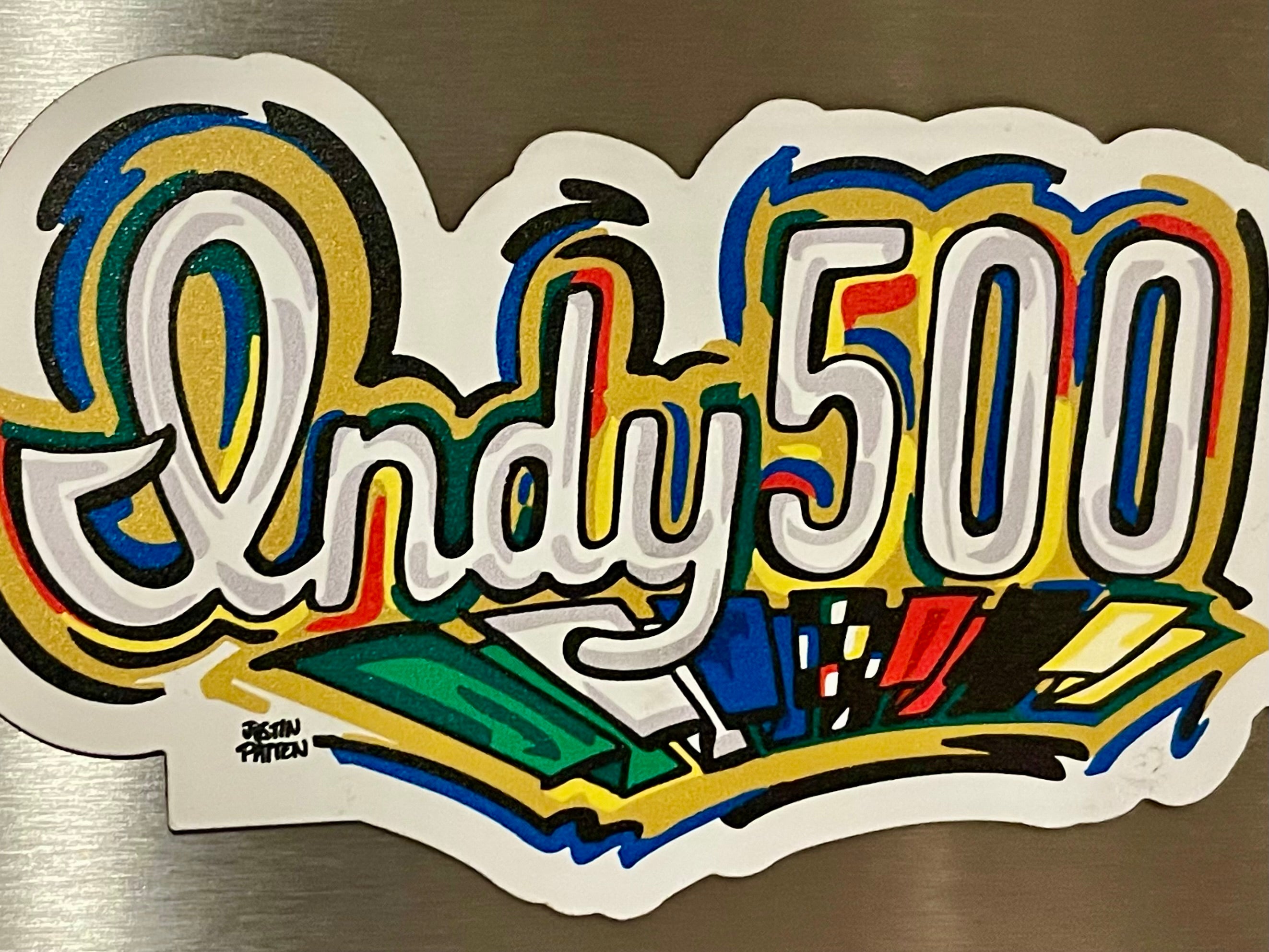 Indianapolis Motor Speedway INDY 500 Script Large Magnet by Justin Patten (IMS, Indy 500, Pagoda, Wing and Wheel)