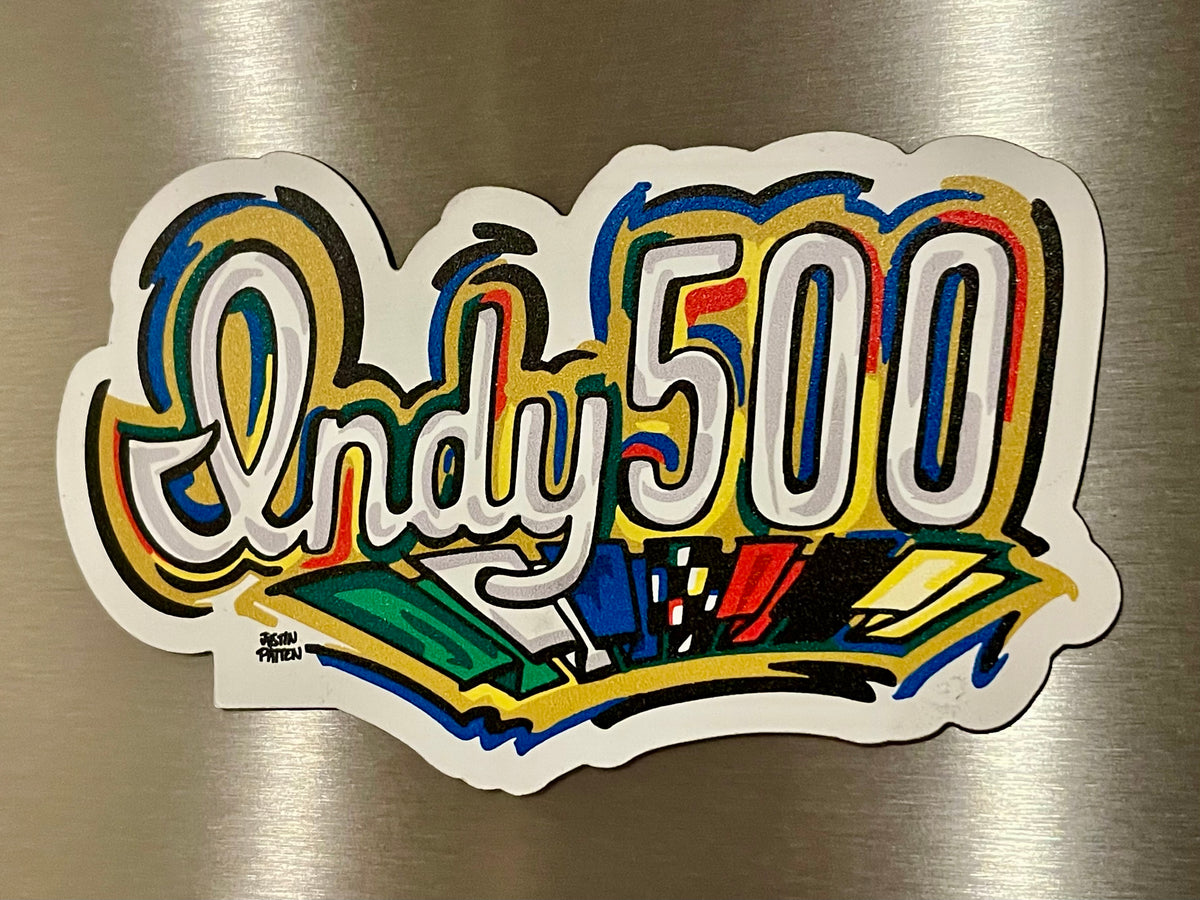 Indianapolis Motor Speedway INDY 500 Script Large Magnet by Justin Pat
